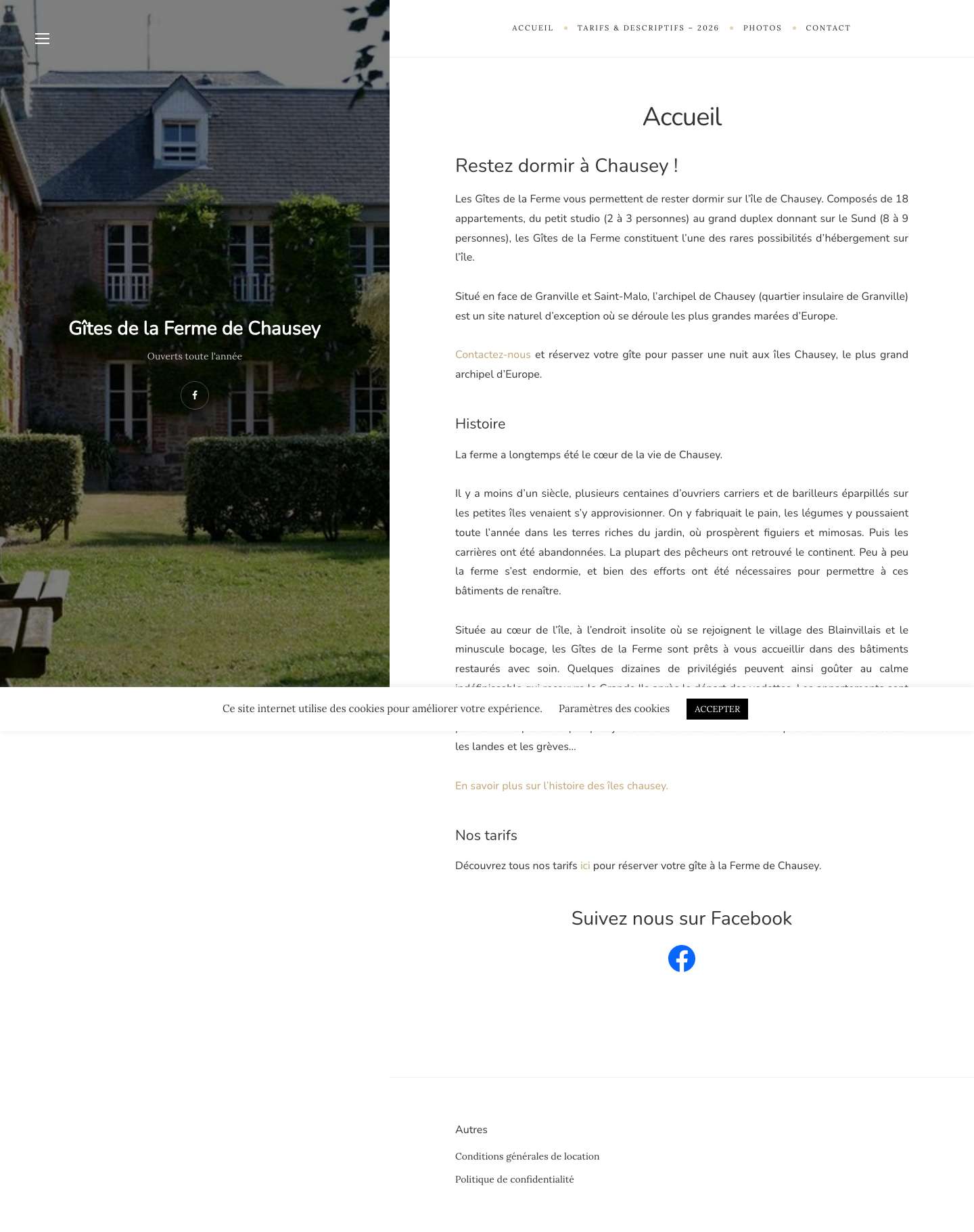 Gîtes de la Ferme de Chausey - Séjour à Chausey - Full Screenshot