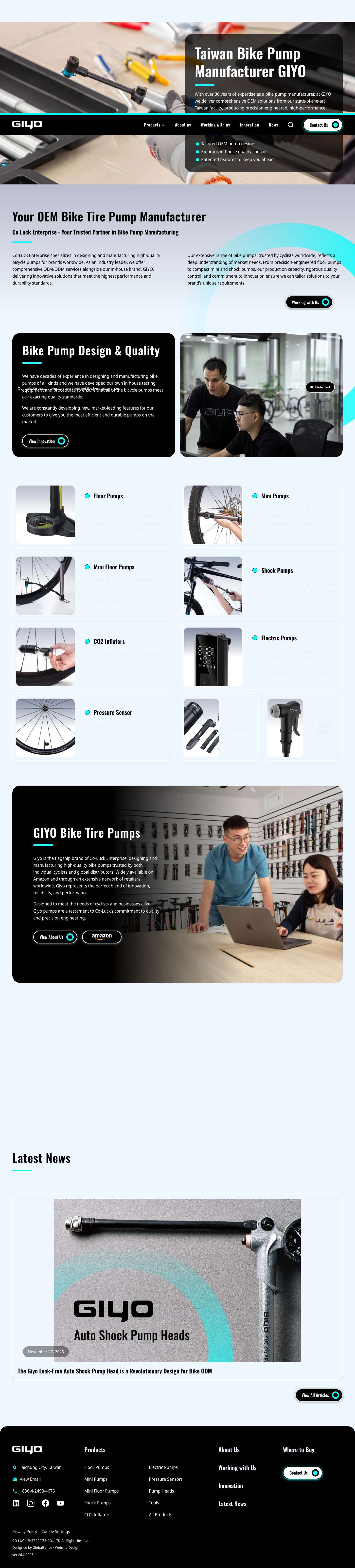 Taiwan Best OEM Bike Pump Manufacturer | GIYO - Full Screenshot