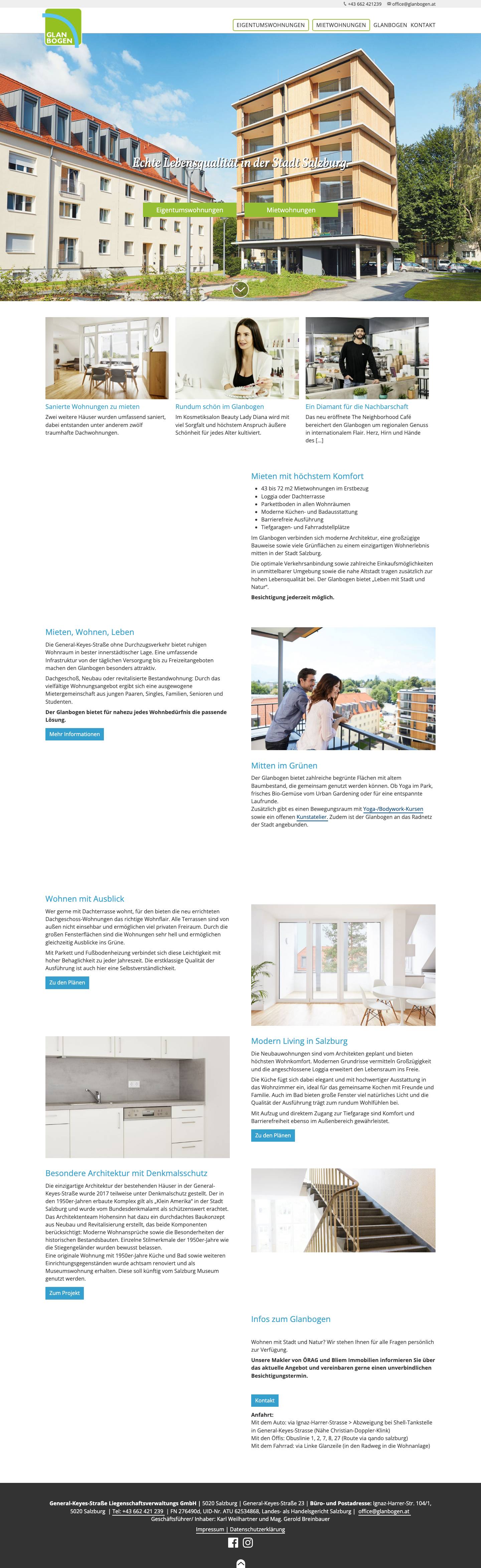 Mietwohnungen in Salzburg | Wohnanlage GlanbogenMietwohnungen in Salzburg | Wohnanlage Glanbogen - Full Screenshot