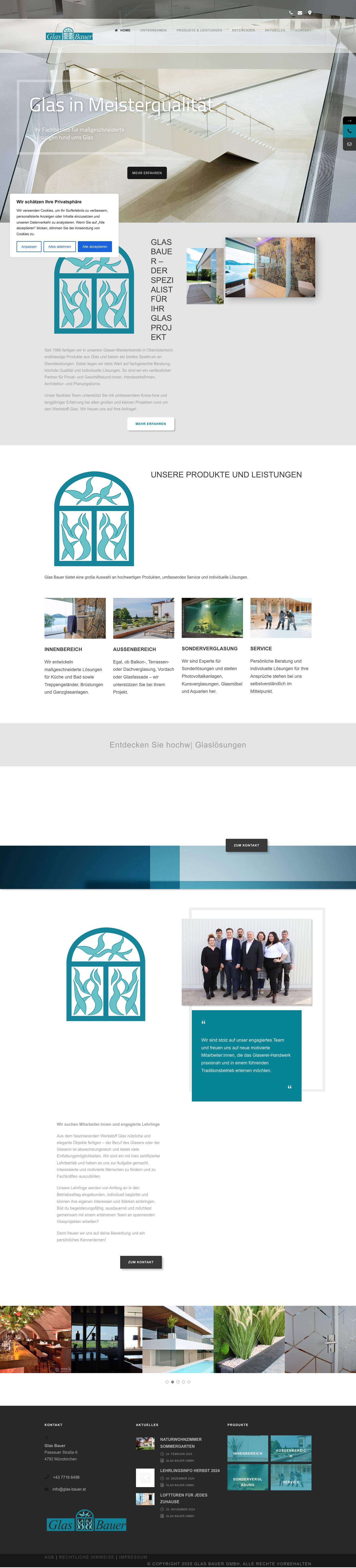 Glas Bauer - Glaserei - Glasbau - Full Screenshot