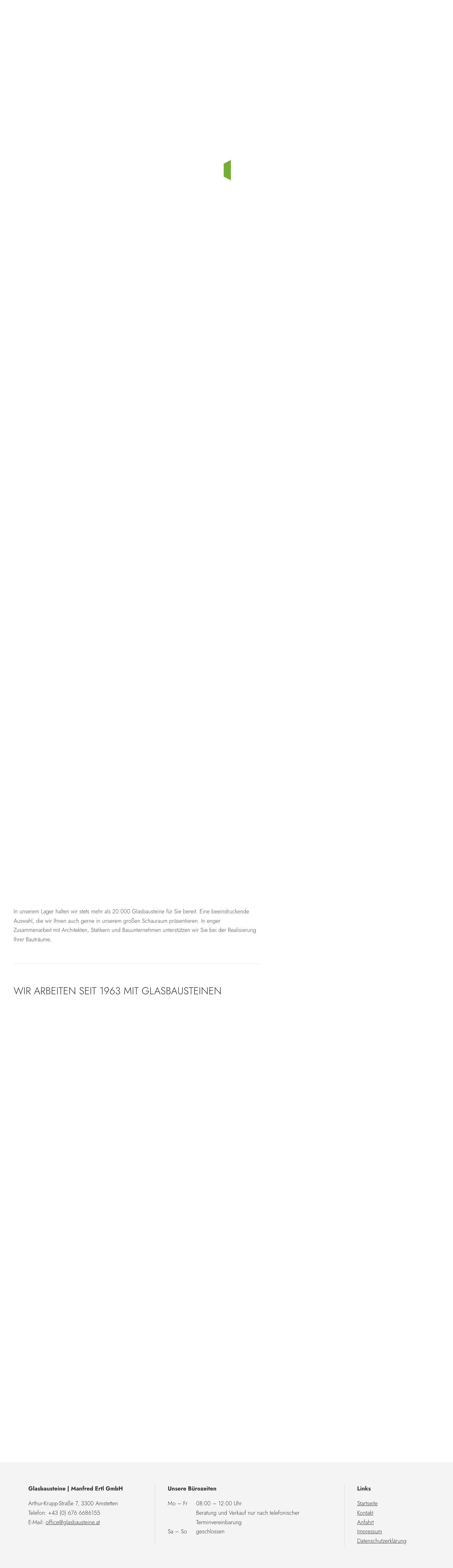 Glasbausteine Ertl - die Experten für Glasbausteine in Amstetten - Full Screenshot