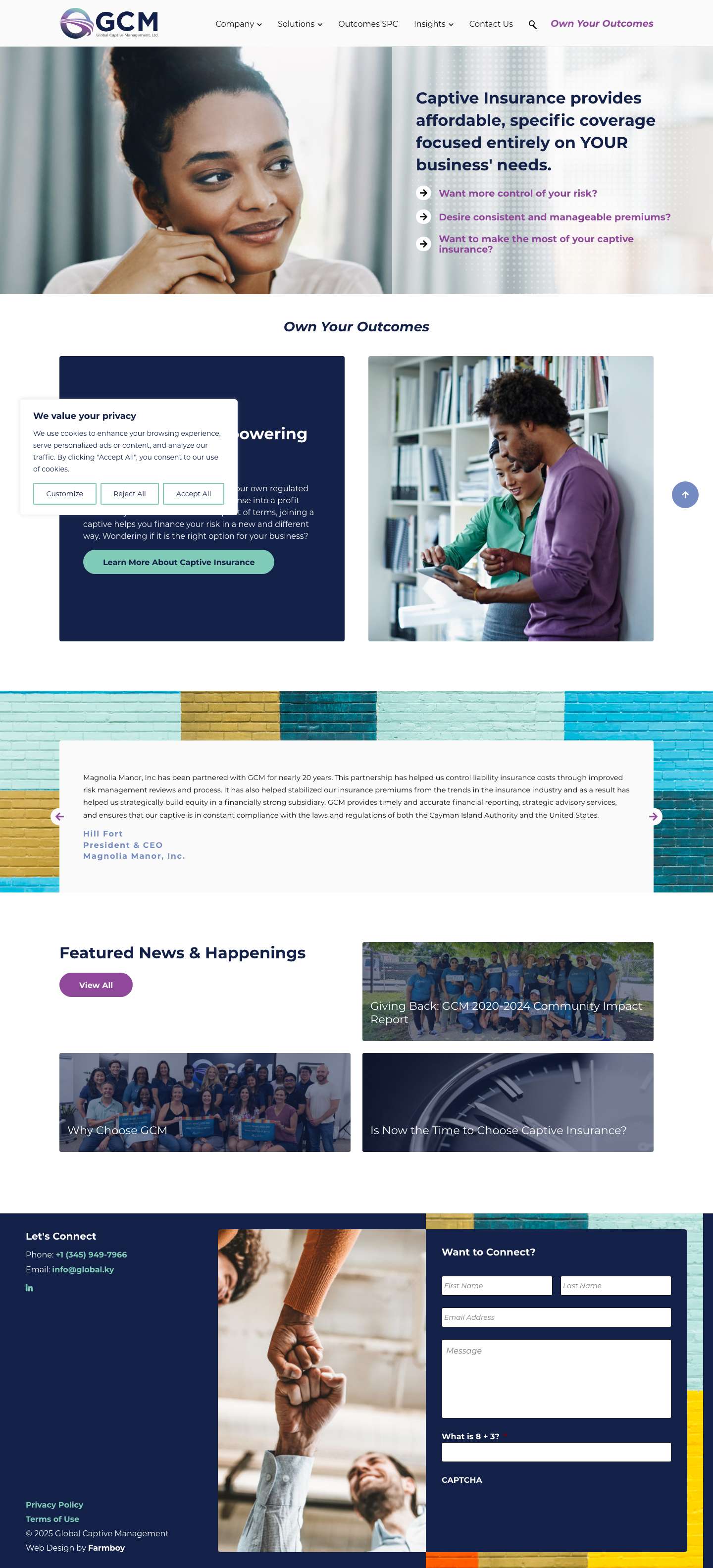 Global Captive Management - Captive Insurance - Full Screenshot