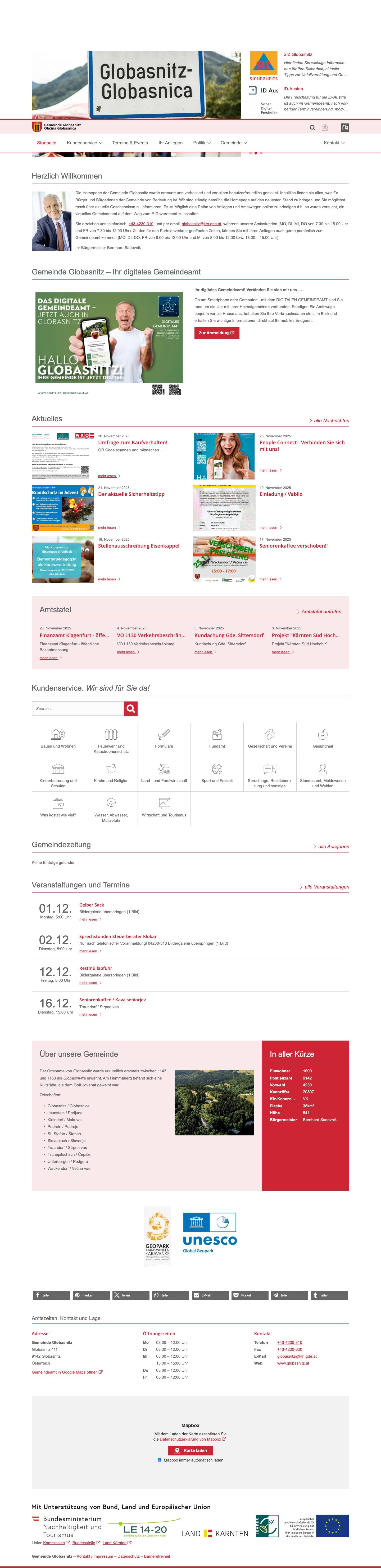 Gemeinde Globasnitz in Kärnten - Full Screenshot