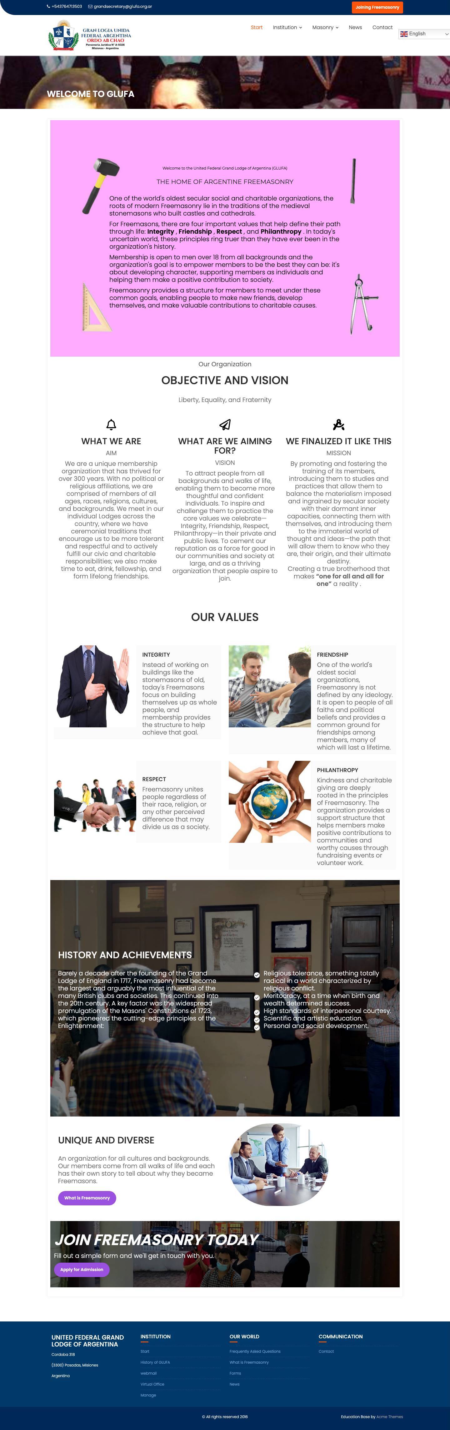 GLUFA – Gran Logia Unida Federal Argentina - Full Screenshot