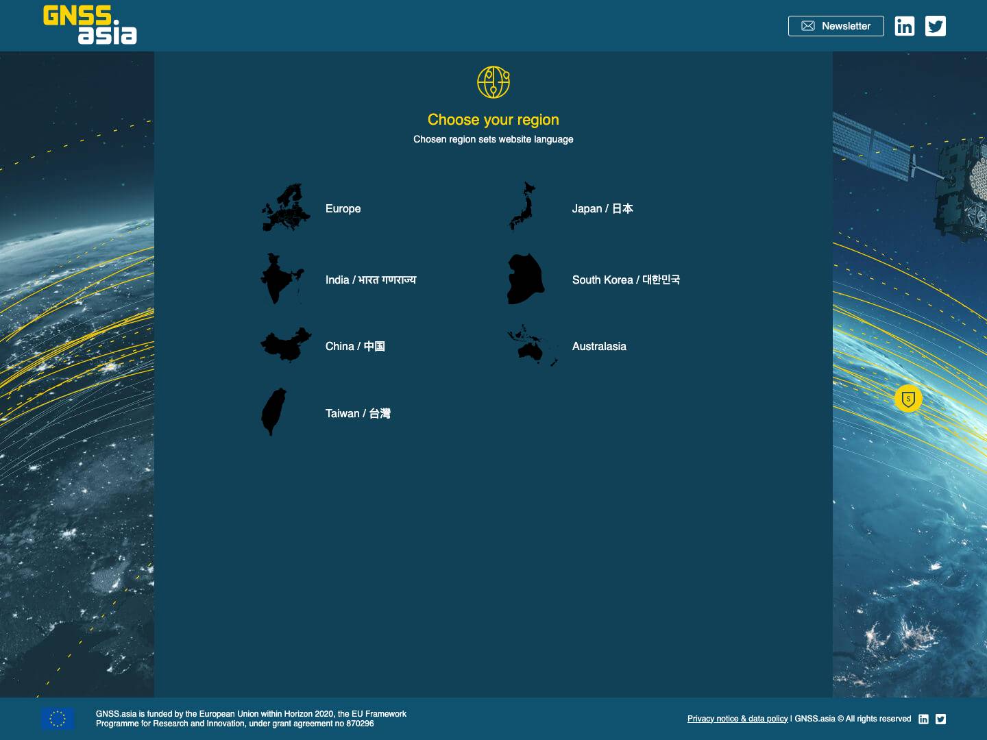 Choose your region - GNSS.asia - Full Screenshot