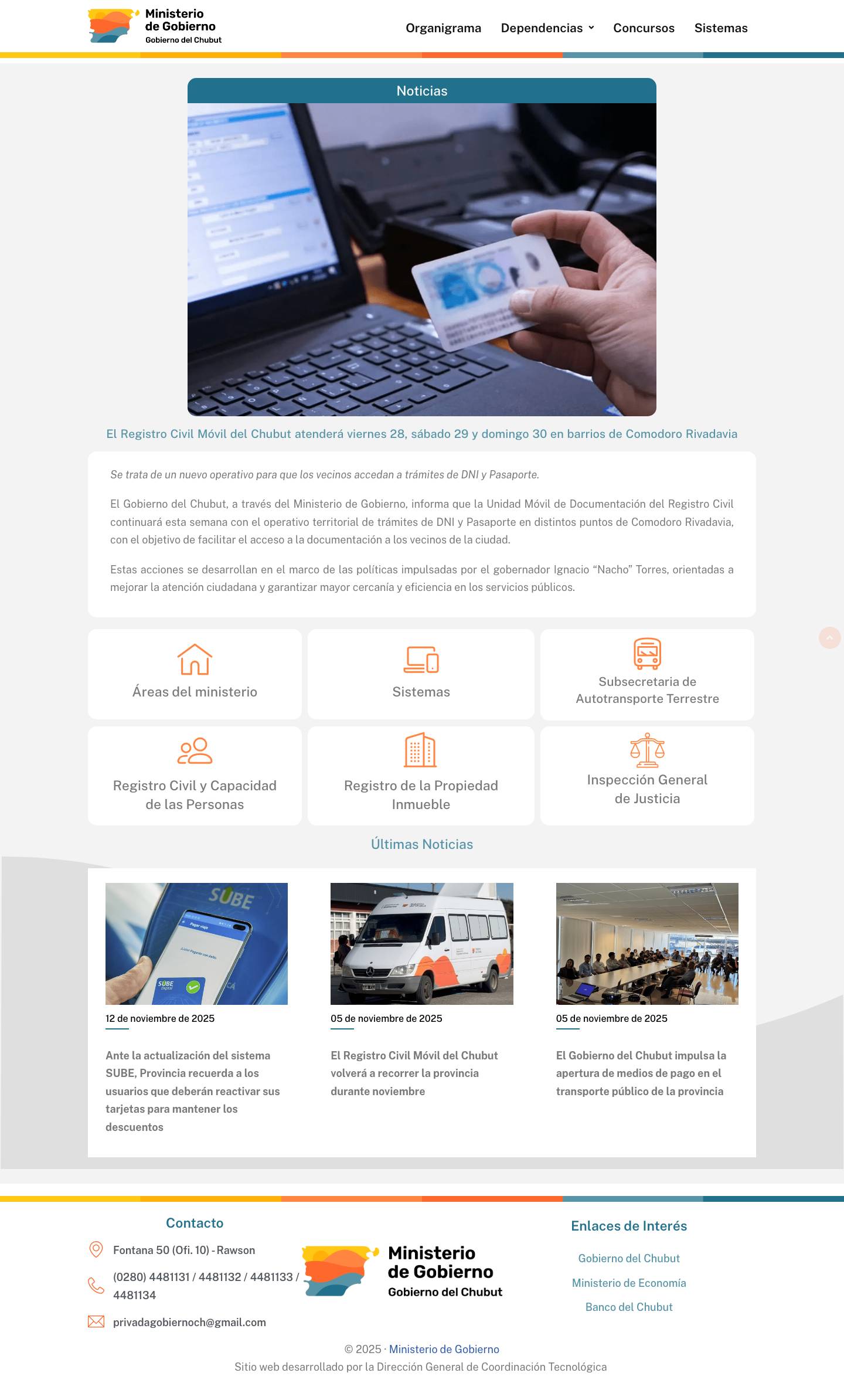 Inicio - Ministerio de Gobierno del Chubut - Full Screenshot