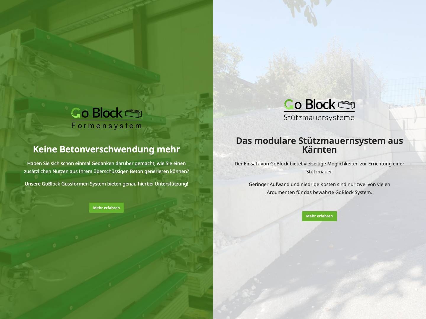 GoBlock – Das modulare Stützmauersystem aus Kärnten - Full Screenshot