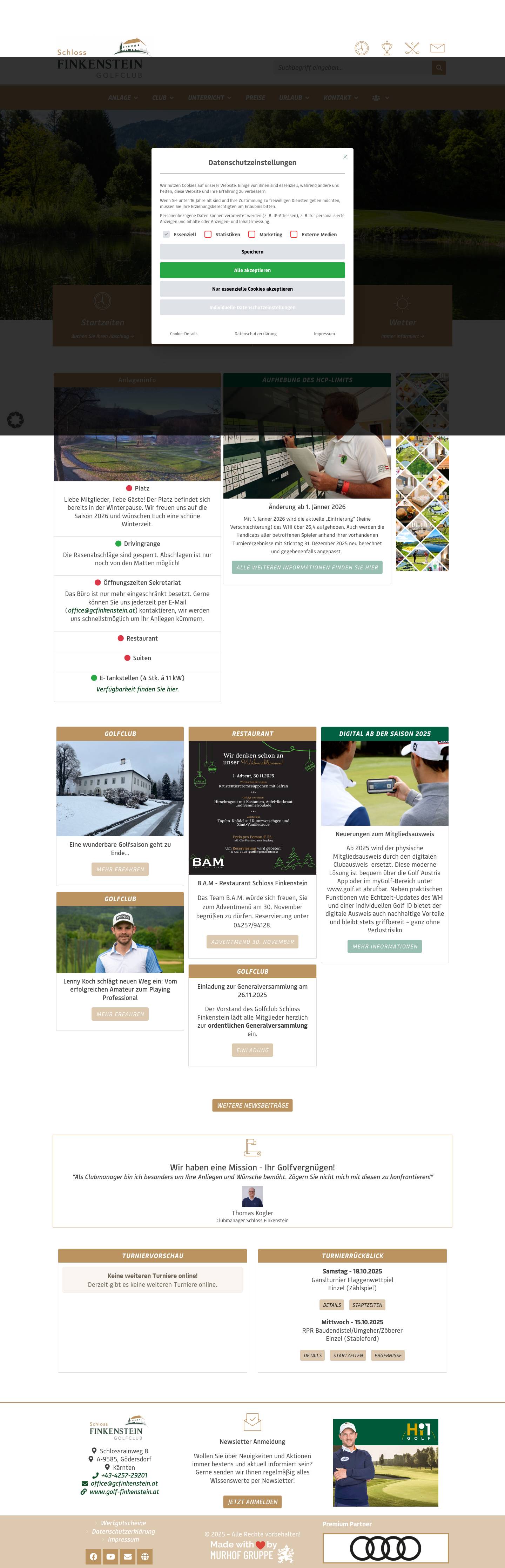 Startseite - Golfclub Schloss Finkenstein - Full Screenshot