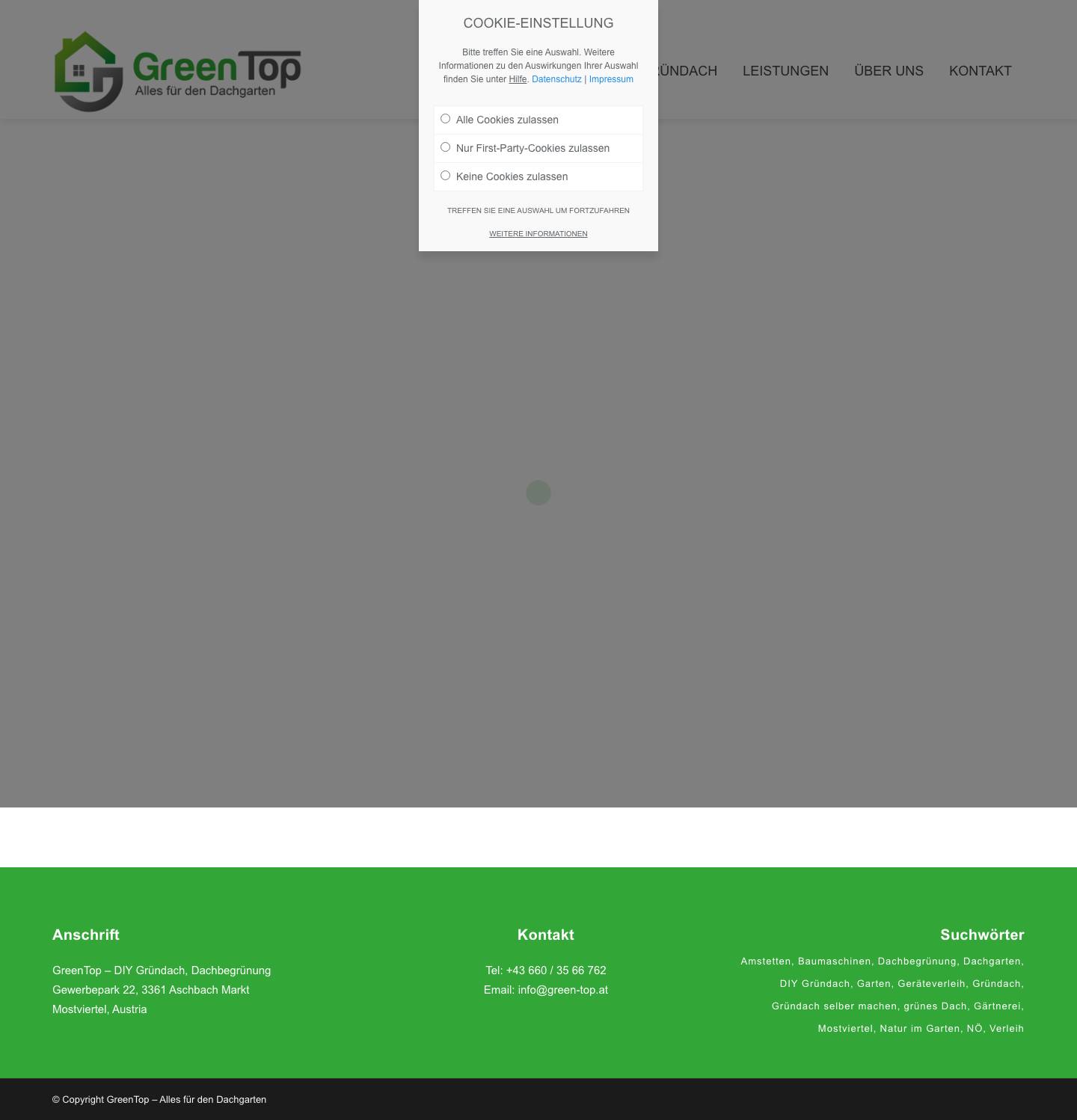 Gründach Dachbegrünung Dach & Garten Baumaschinenverleih NÖ - GreenTop - Full Screenshot
