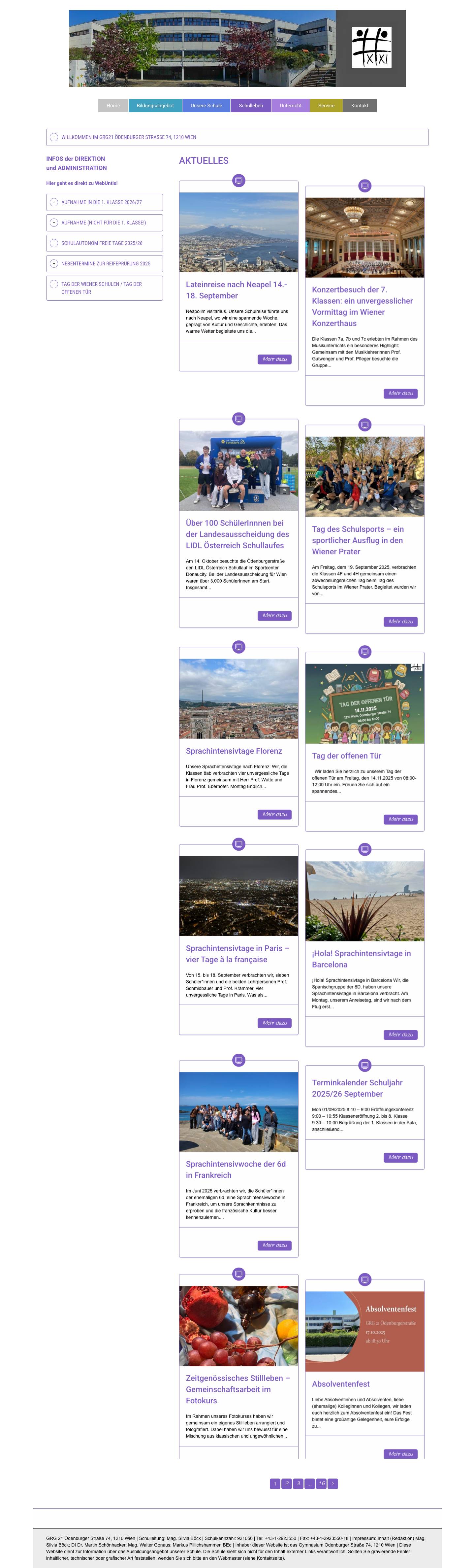 GRG Wien 21 Ödenburger Straße 74 - Full Screenshot