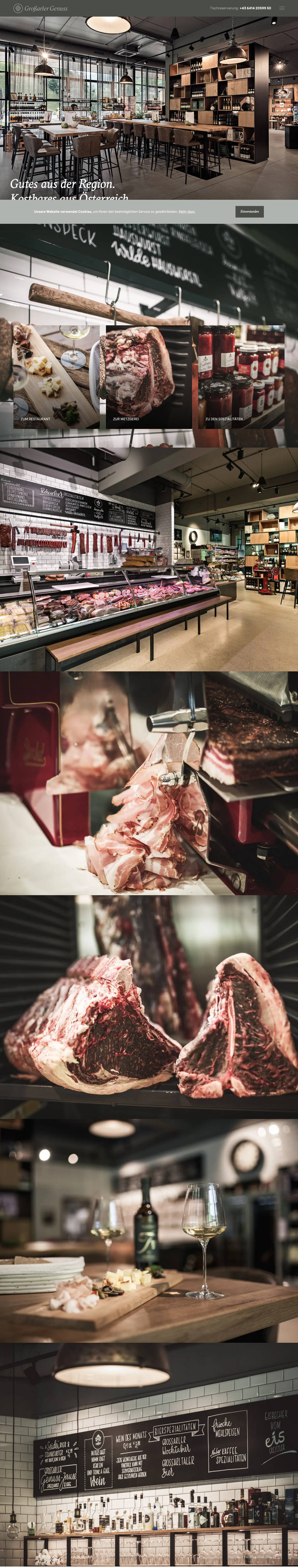 Home — Großarler Genuss, Restaurant - Metzgerei - Spezialitäten, Großarl - Full Screenshot