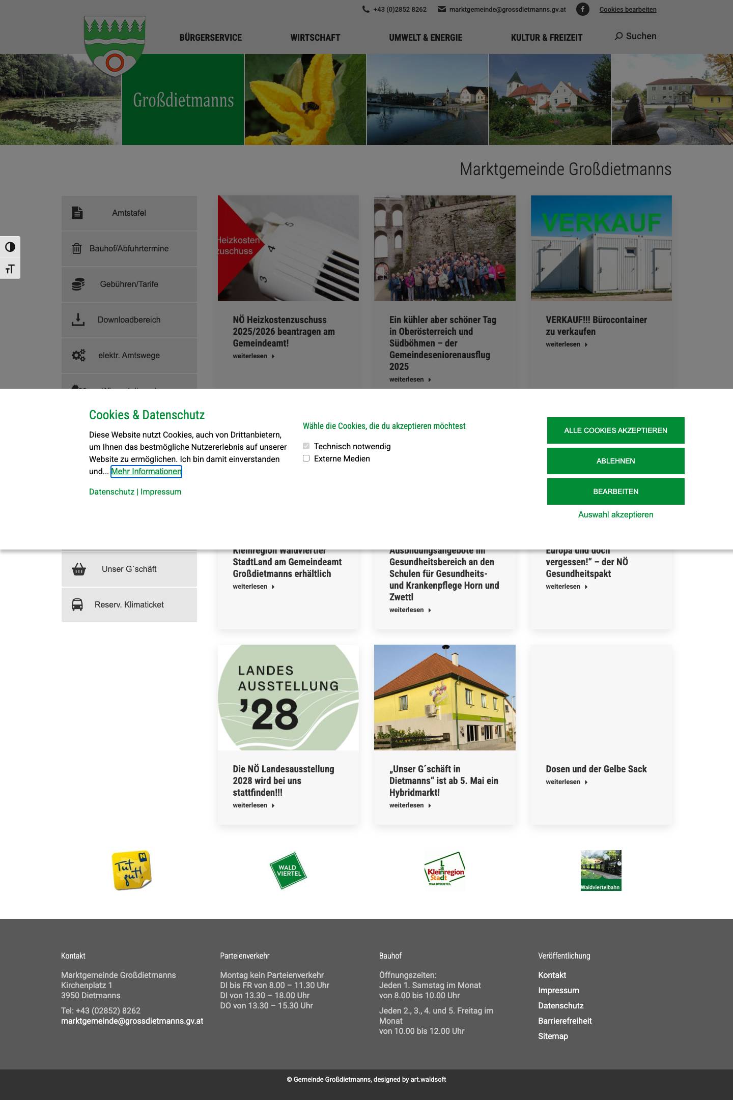 Marktgemeinde Grossdietmanns – Gemeinde im Waldviertel im Bezirk Gmünd - Full Screenshot