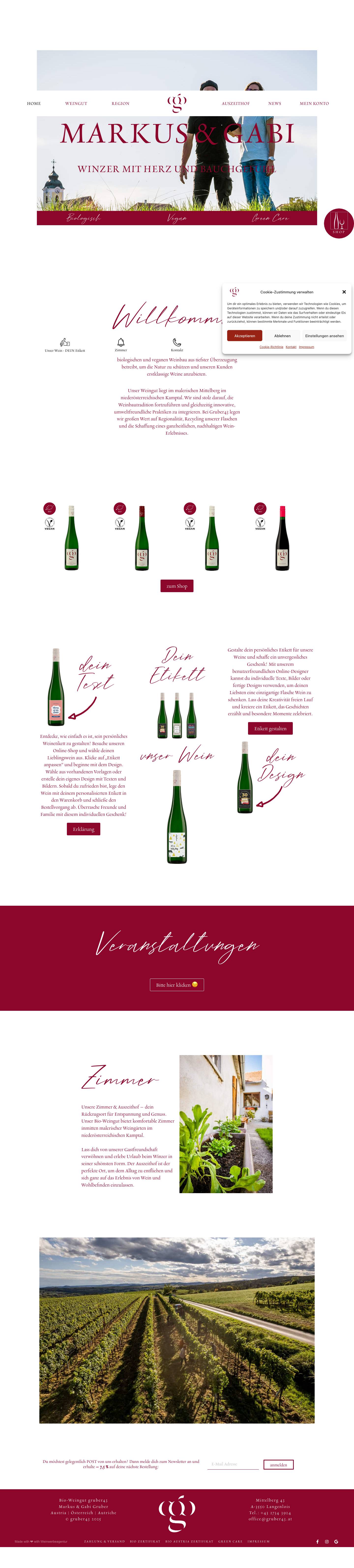 Bio-Weingut gruber43 – Herzlich Willkommen, liebe Weinfreunde! - Full Screenshot