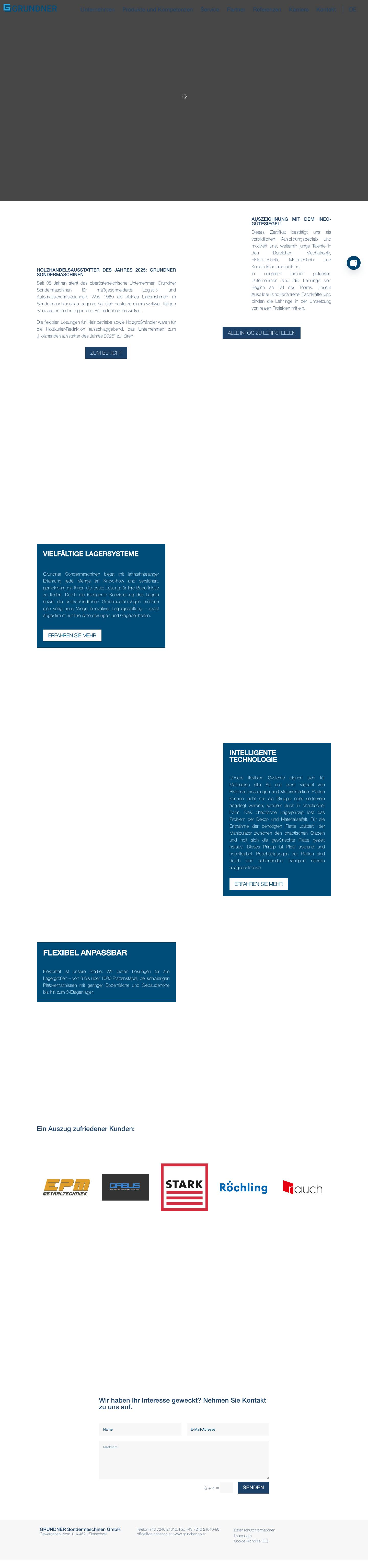 Grundner Sondermaschinen GmbH - Automatisierung auf allen Ebenen - Full Screenshot