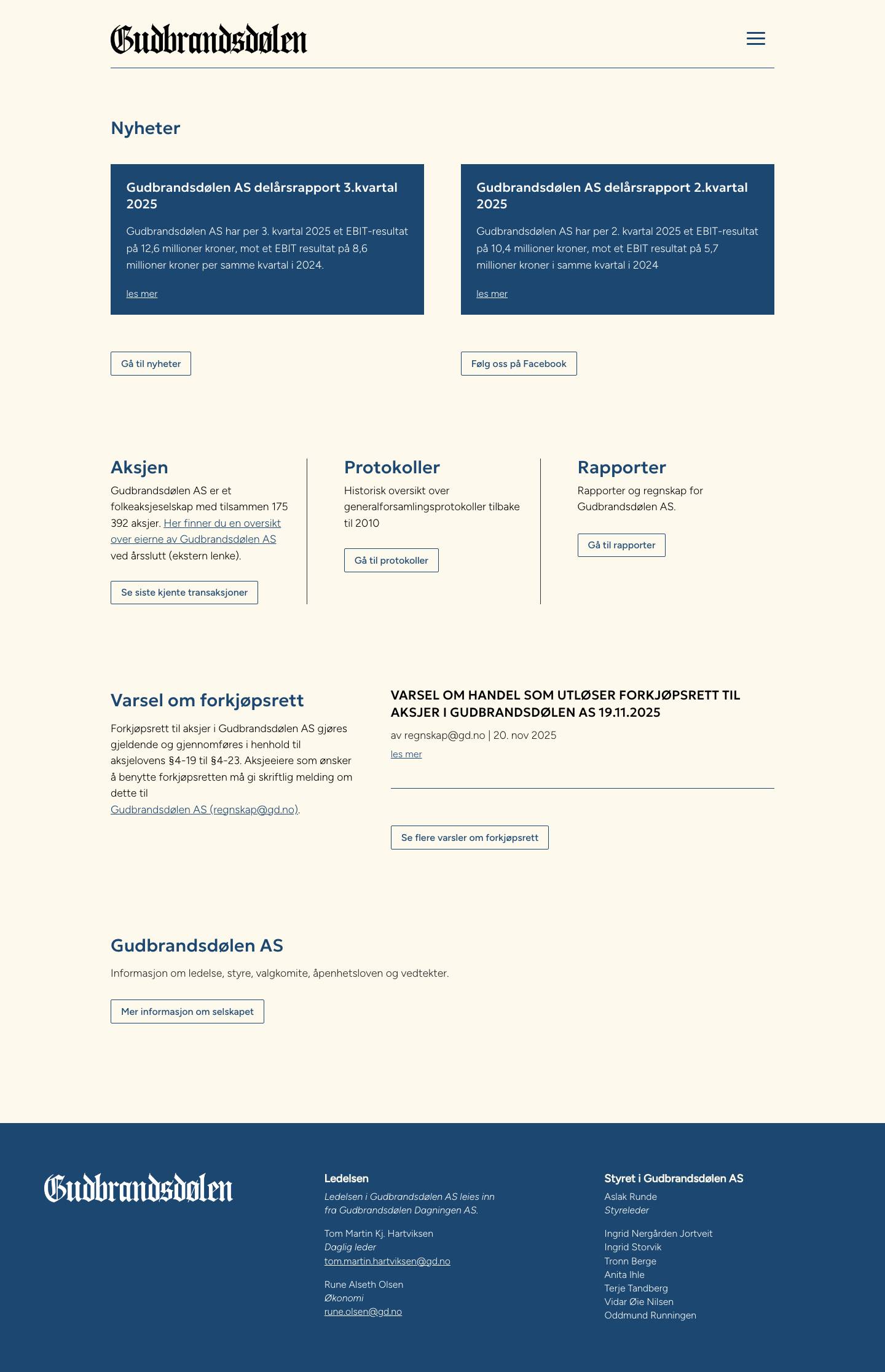 Gudbrandsdølen AS | Folkeaksjeselskap med lang historie - Full Screenshot