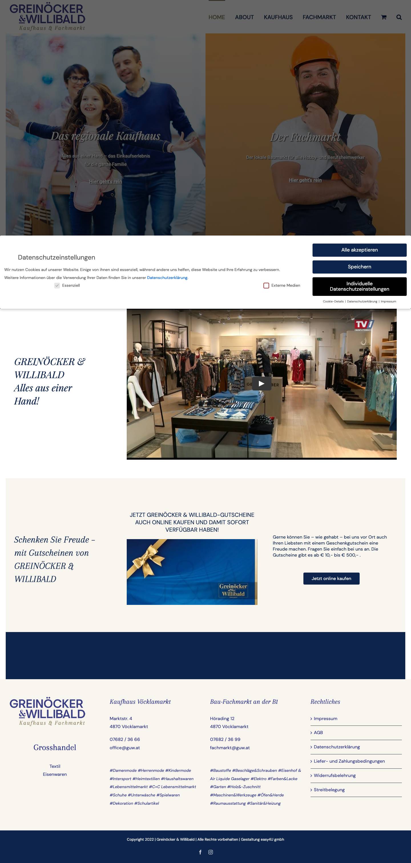 Home - Greinöcker & Willibald. Einkaufen in Vöcklamarkt. - Full Screenshot