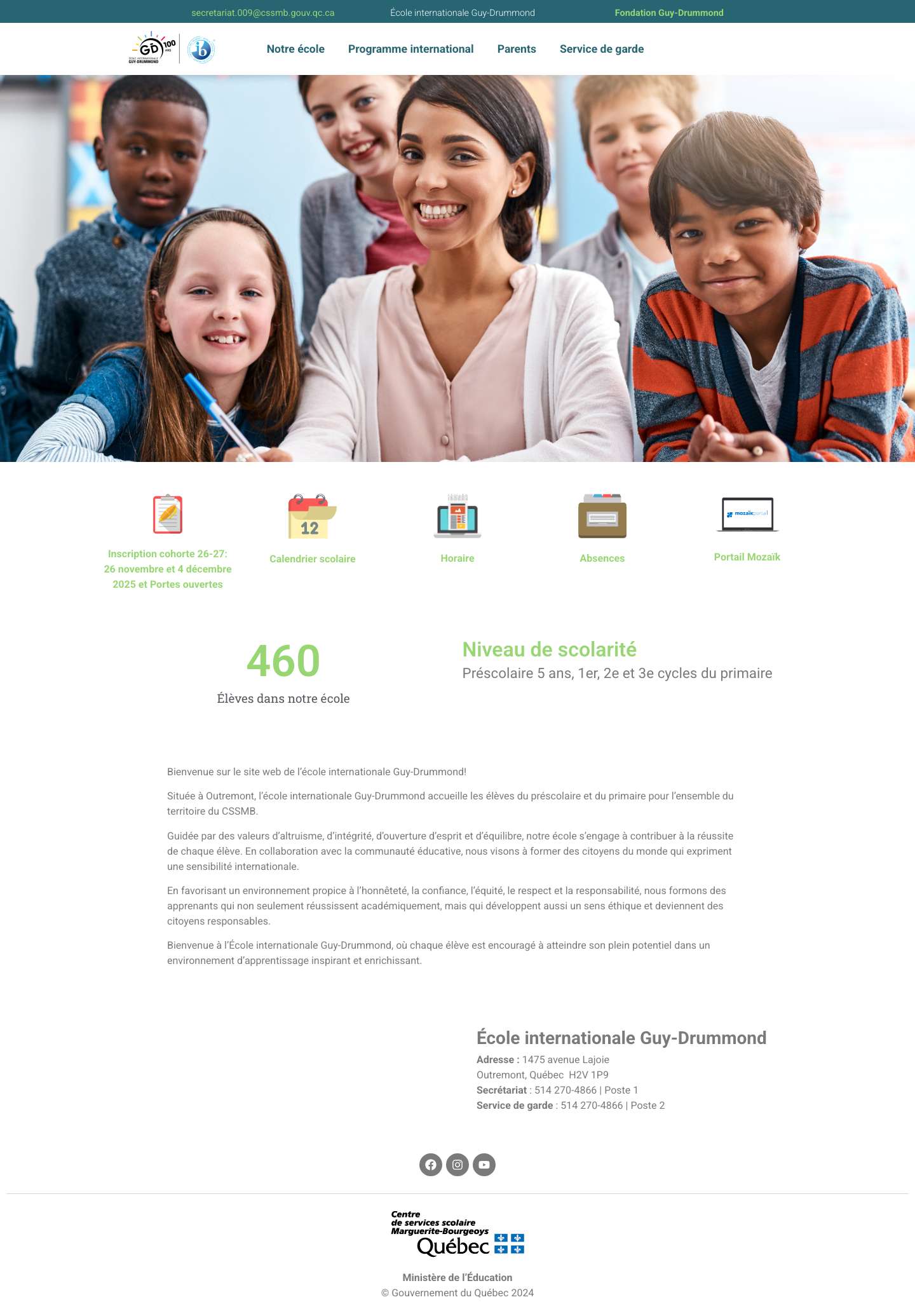 Accueil - École primaire Guy-Drummond - Full Screenshot