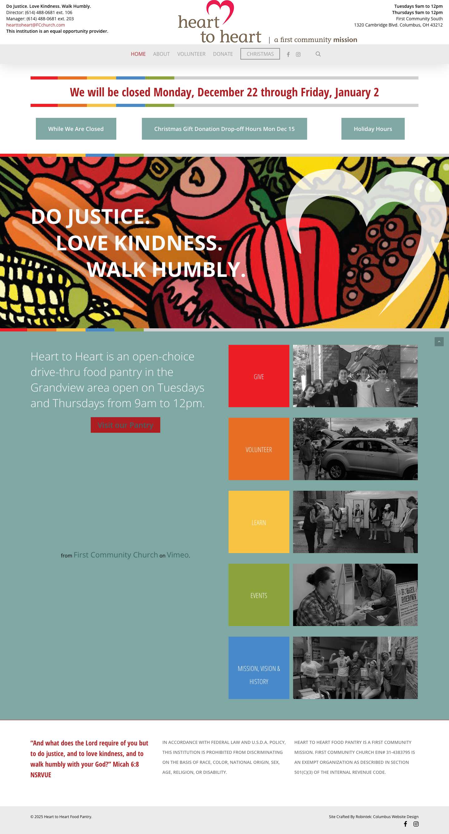 Home — Heart to Heart Food Pantry - Full Screenshot