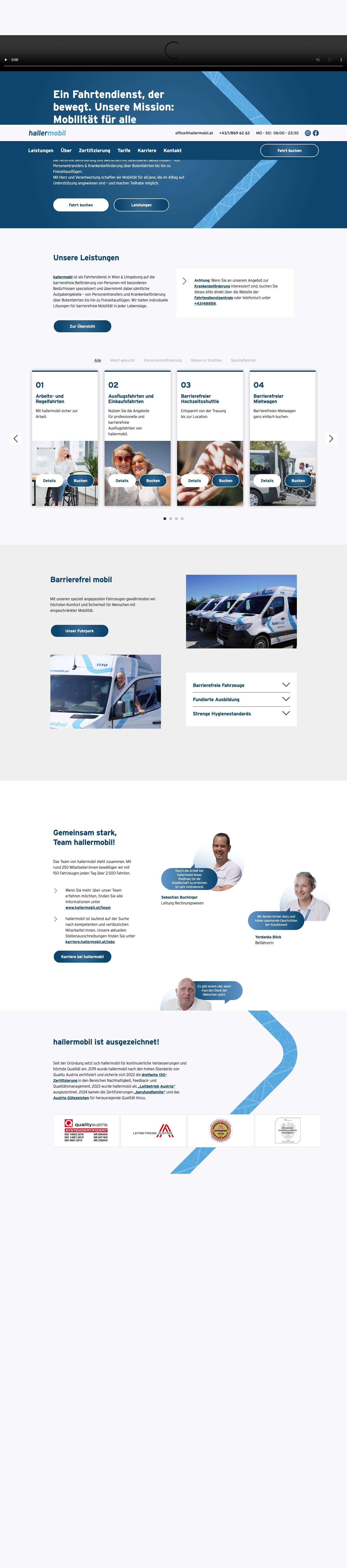 hallermobil | Fahrtendienst in Wien und Umgebung - Full Screenshot