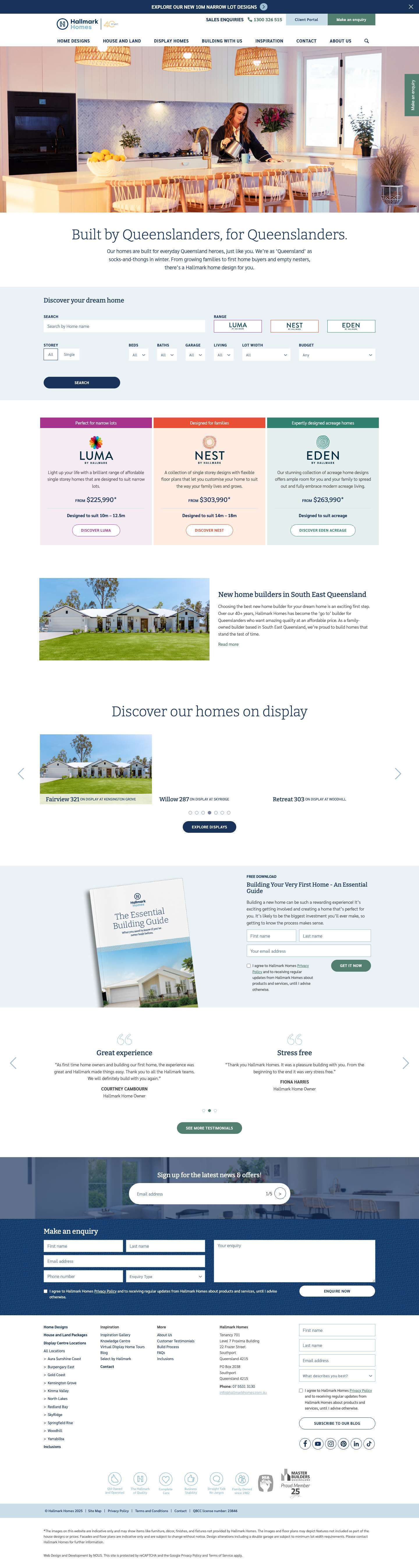 New Home Builders Brisbane & Gold Coast | Hallmark Homes - Full Screenshot