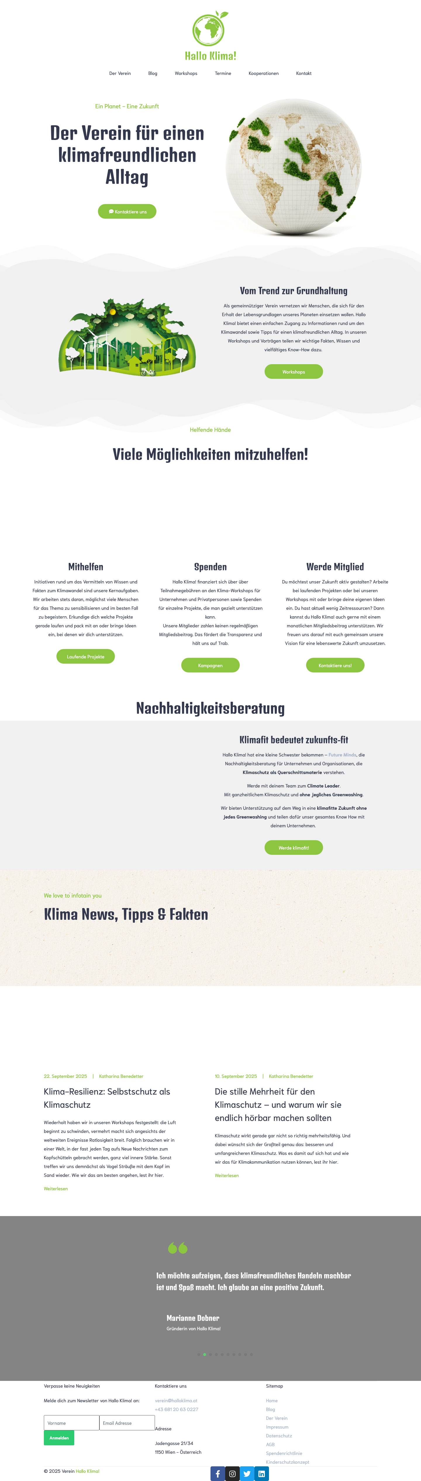 Hallo Klima! Der Verein für einen klimafreundlichen Alltag - Full Screenshot