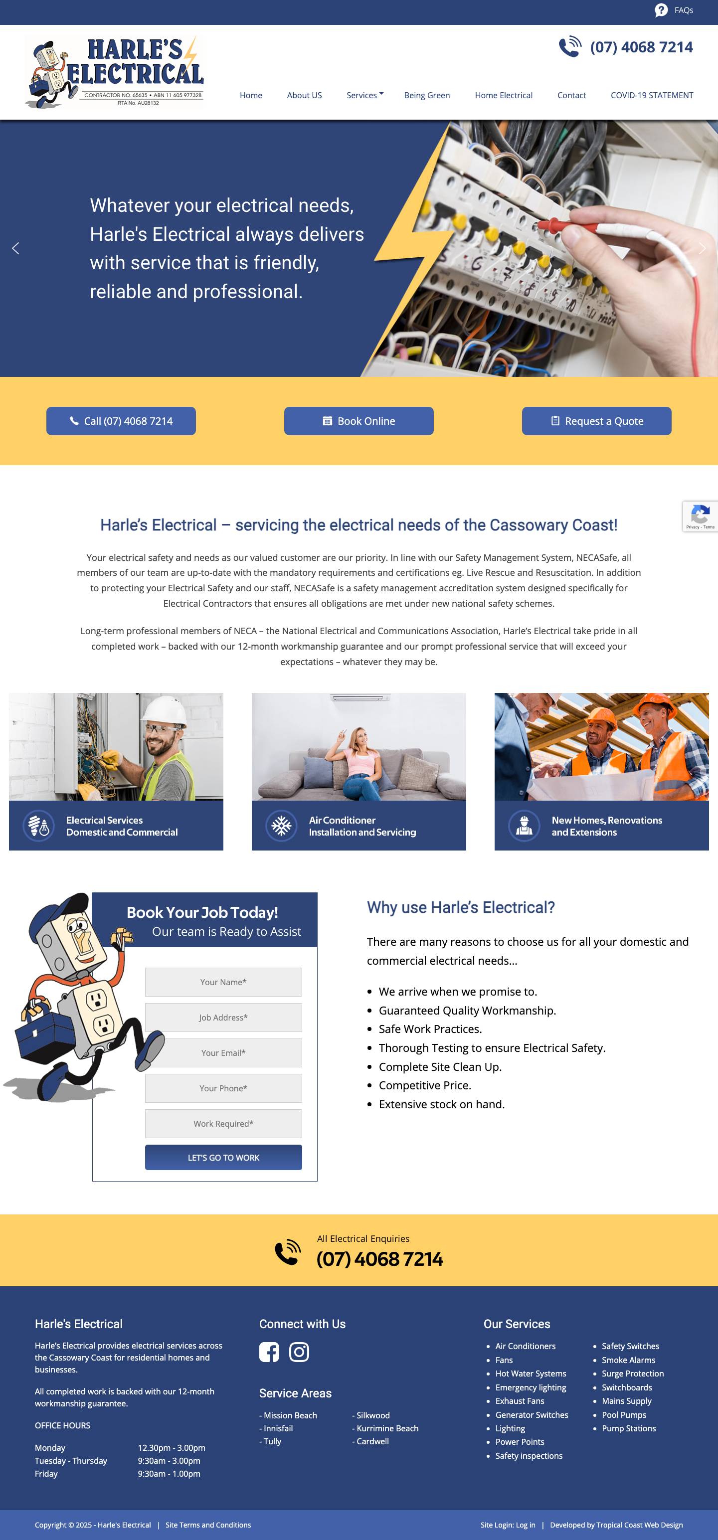 Harle's Electrical | Cassowary Coast Electrician Mission Beach Bingil Bay - Full Screenshot