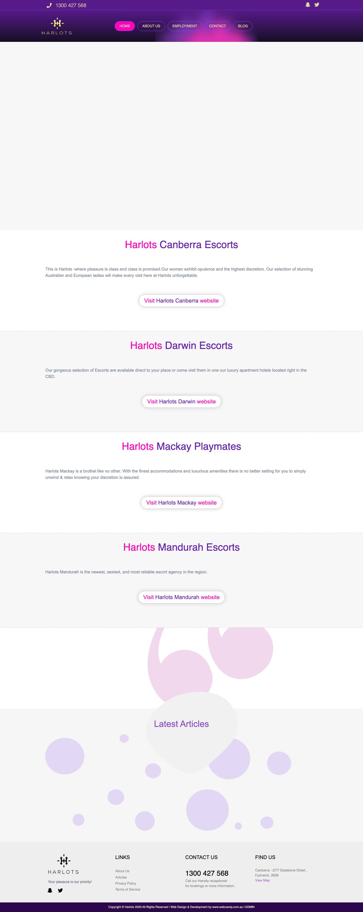 Harlots Australia - Gorgeous Aussie Escorts - Full Screenshot