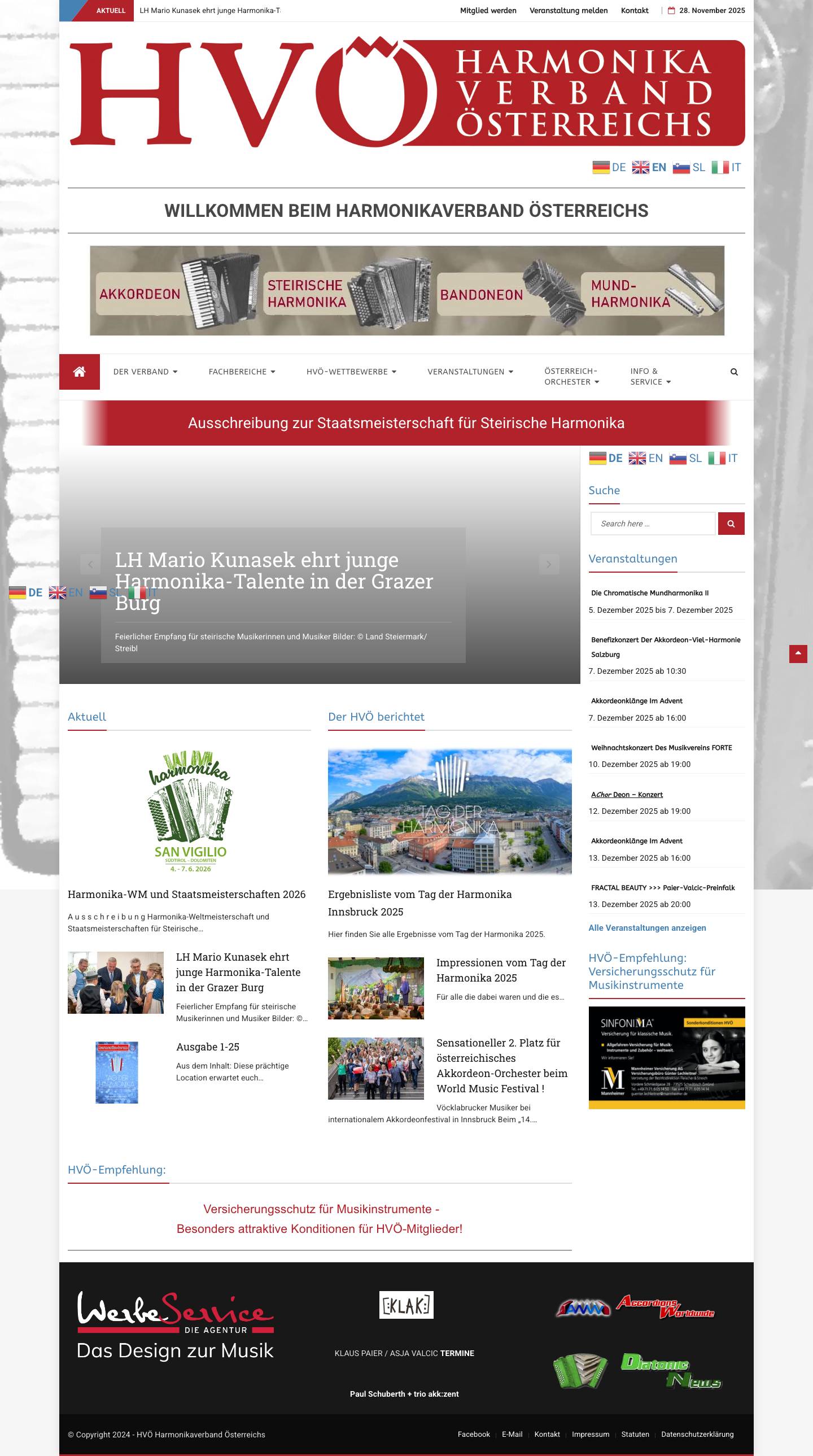 Home - HVÖ Harmonikaverband Österreichs - Full Screenshot