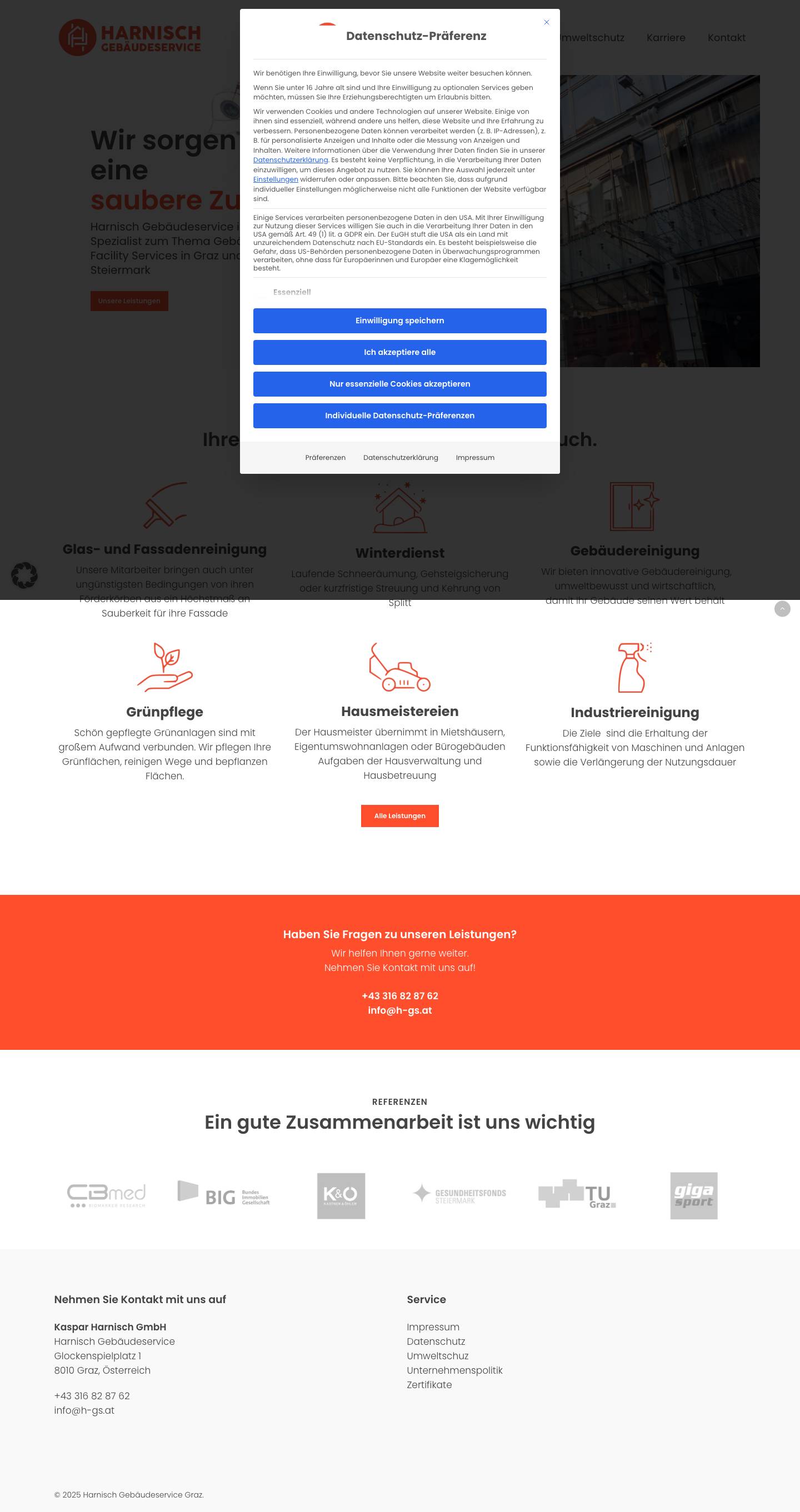 Harnisch Gebäudeservice Graz - Full Screenshot
