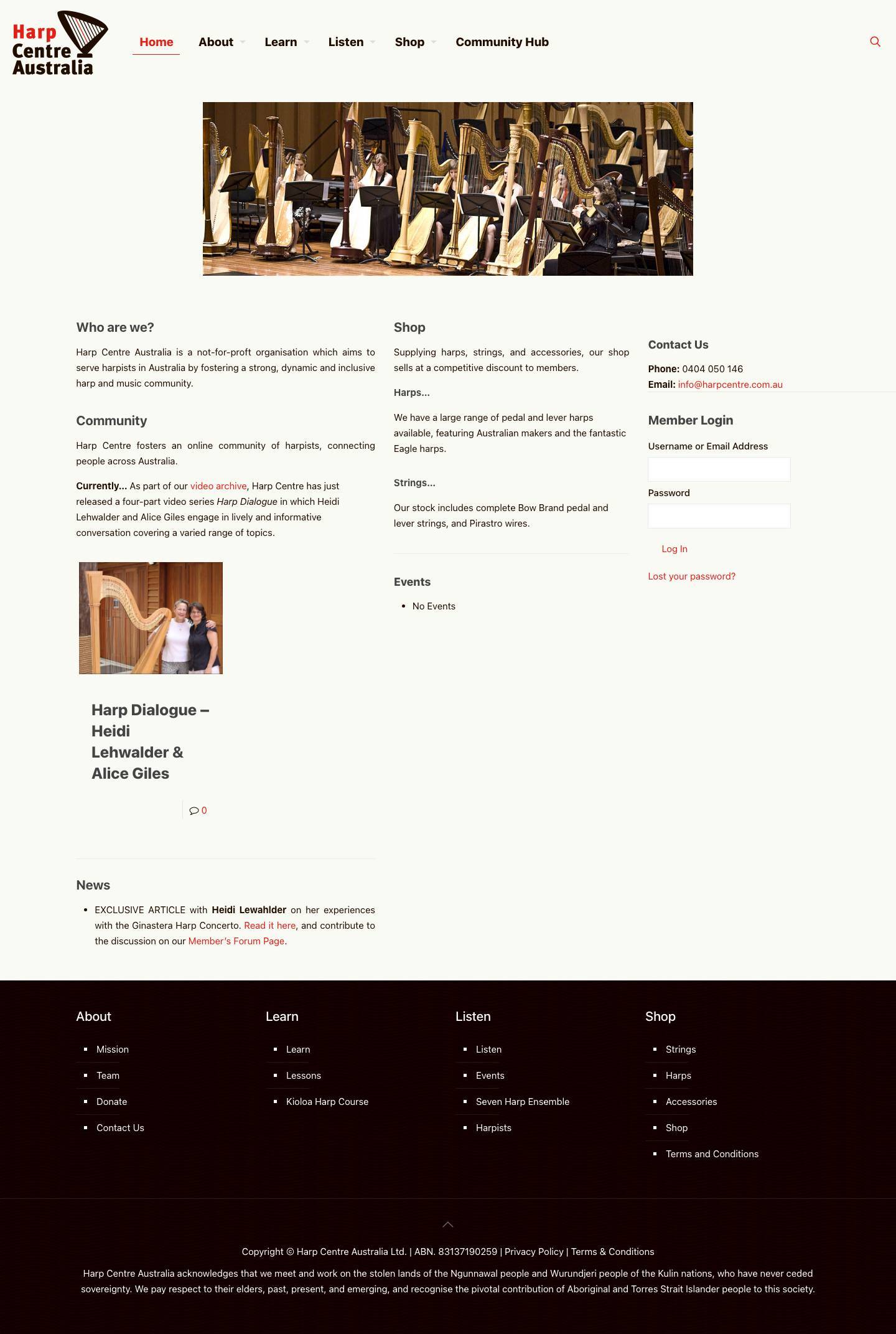 Harp Centre Australia - Full Screenshot