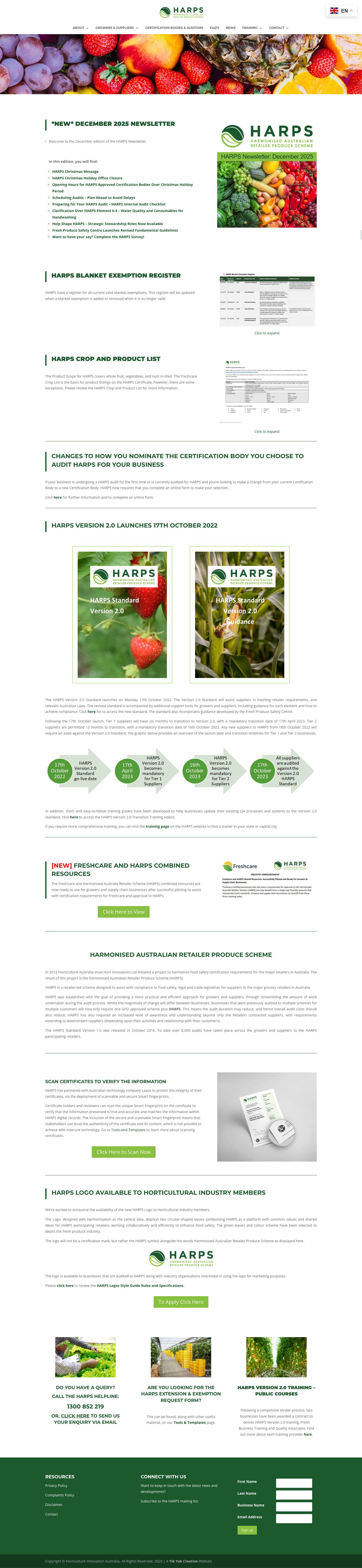 Harmonised Australian Retailer Produce Scheme - Harps Online - Full Screenshot