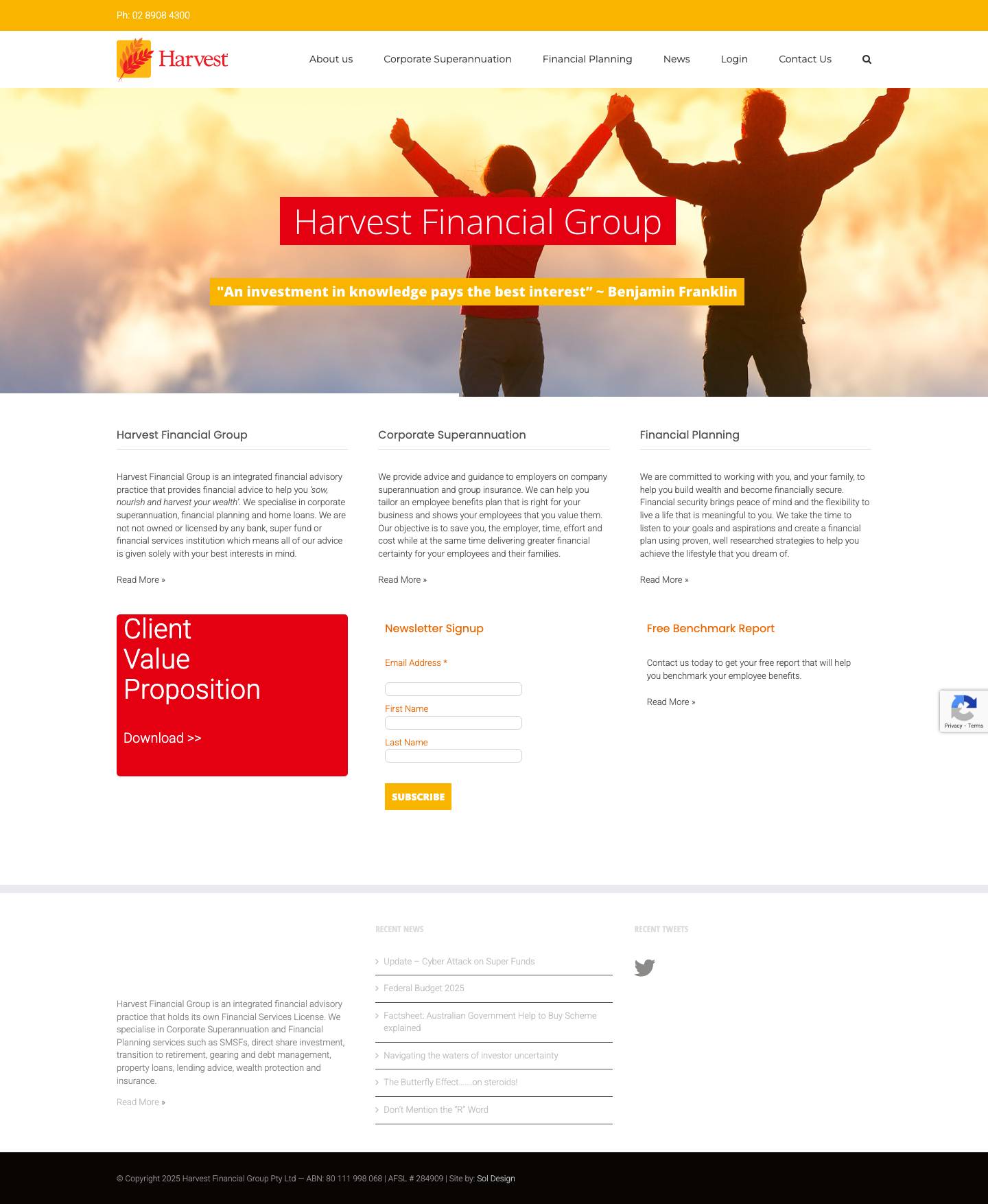 Homepage - Harvest Financial Group - Full Screenshot