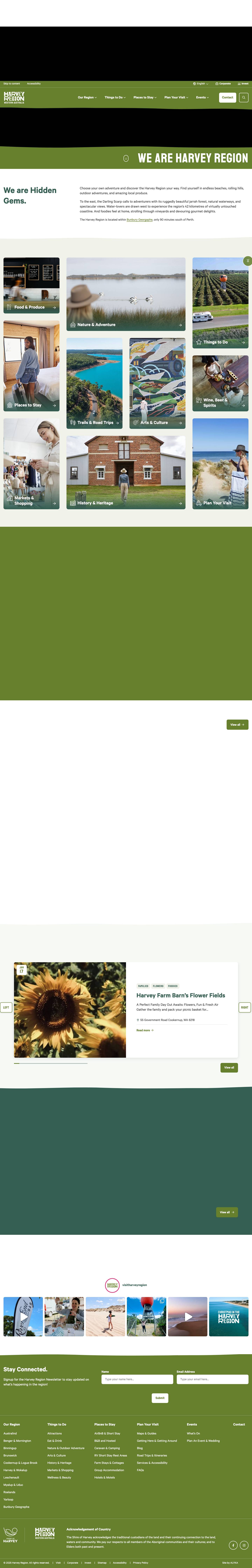 Find yourself in endless beaches, rolling hills, outdoor adventures and amazing local produce. | We Are Harvey Region - Full Screenshot