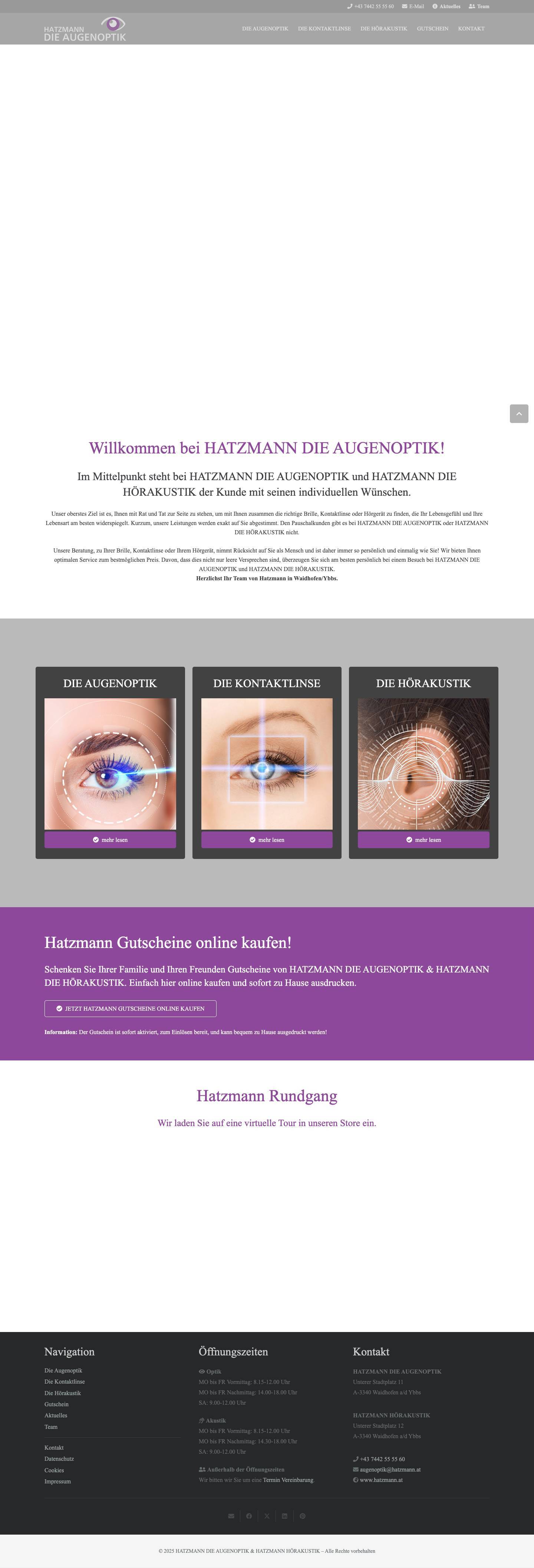 Hatzmann – die Augenoptik – die Hörakustik - Full Screenshot