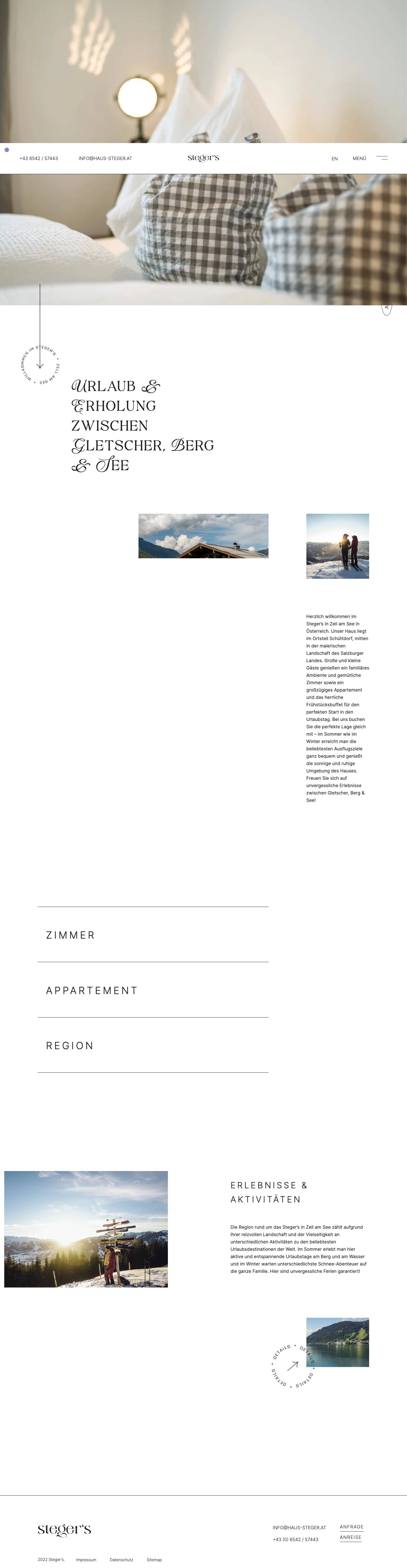 Herzlich willkommen im Steger’s in Zell am See - Full Screenshot
