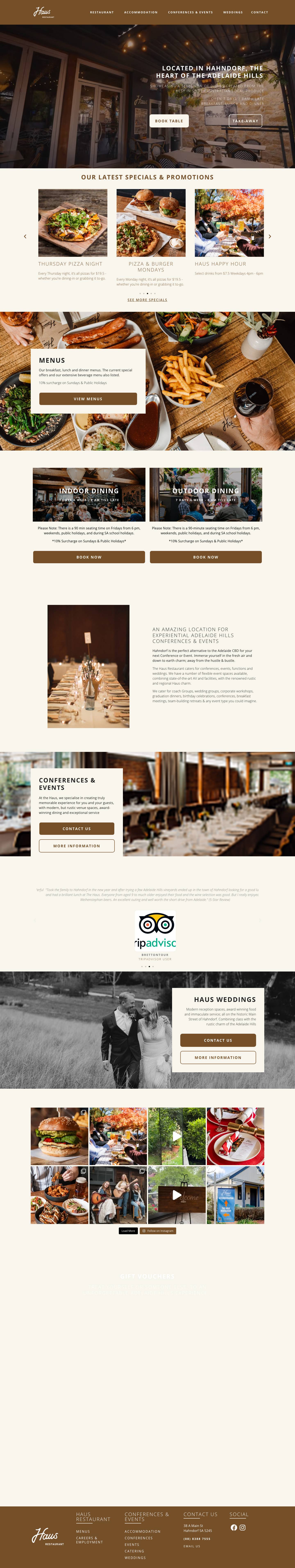 The Haus Hahndorf | Adelaide Hills Restaurant, Events & Weddings - Full Screenshot
