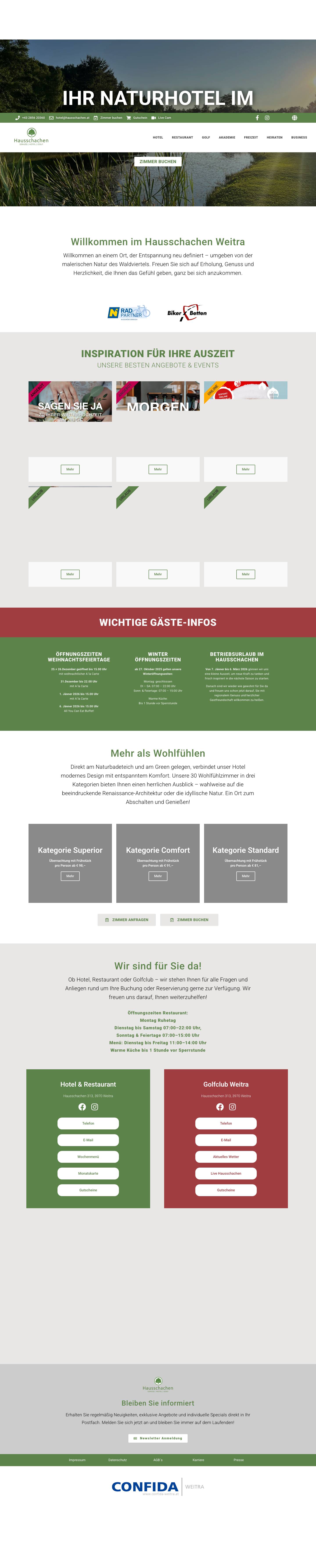 Hausschachen Weitra – Genuss | Hotel | Golf - Full Screenshot