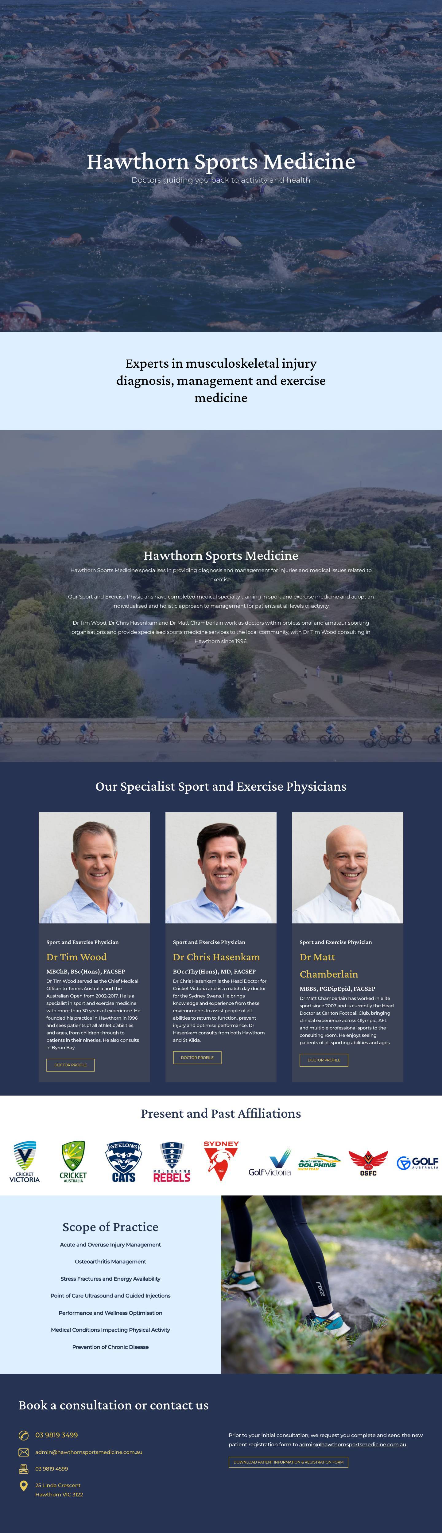 Hawthorn Sports Medicine - Sport and Exercise Physicians - Hawthorn Sports Medicine - Full Screenshot