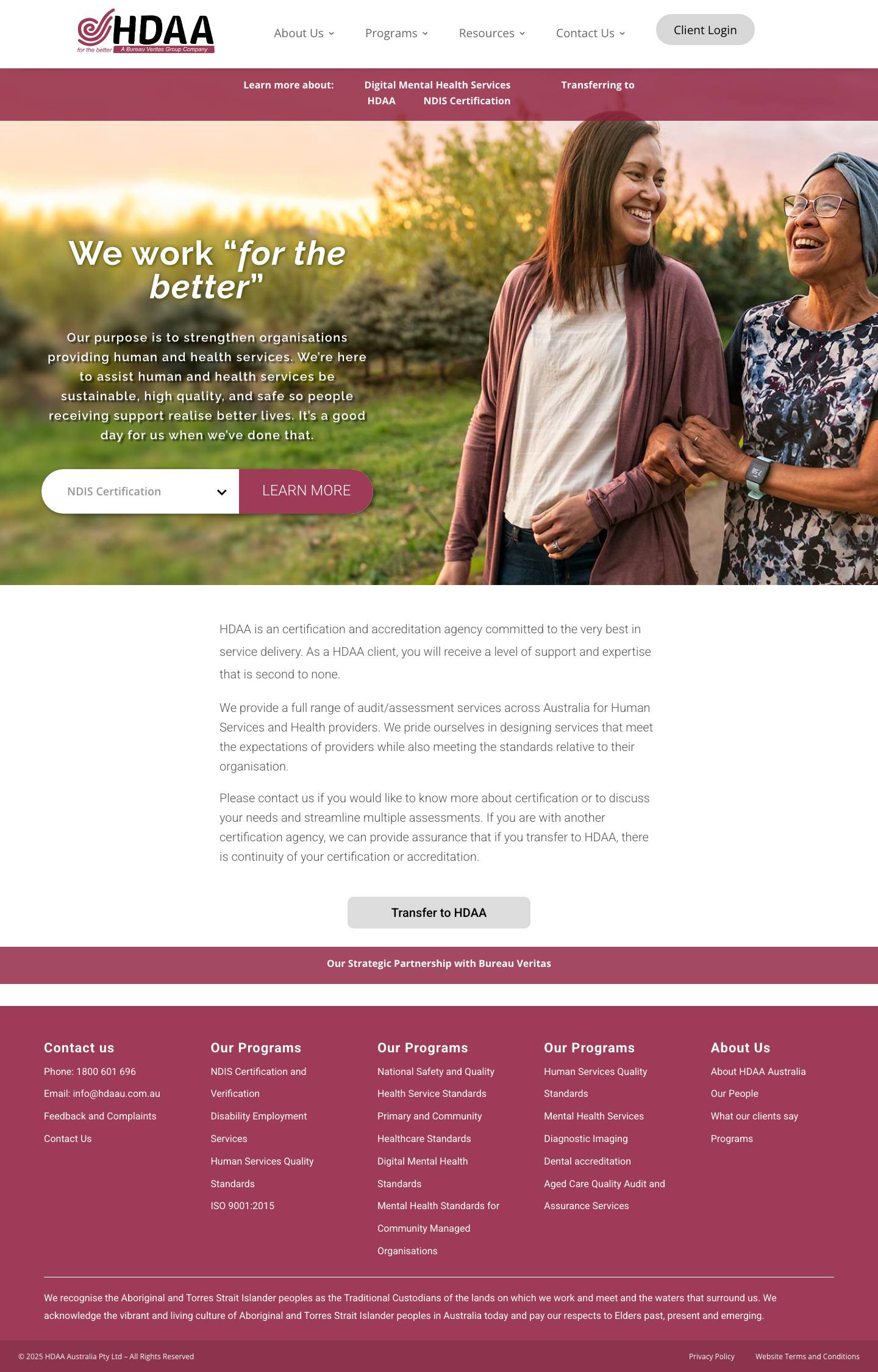 HDAA - Australia's Leading Human Services Auditing Agency - Full Screenshot