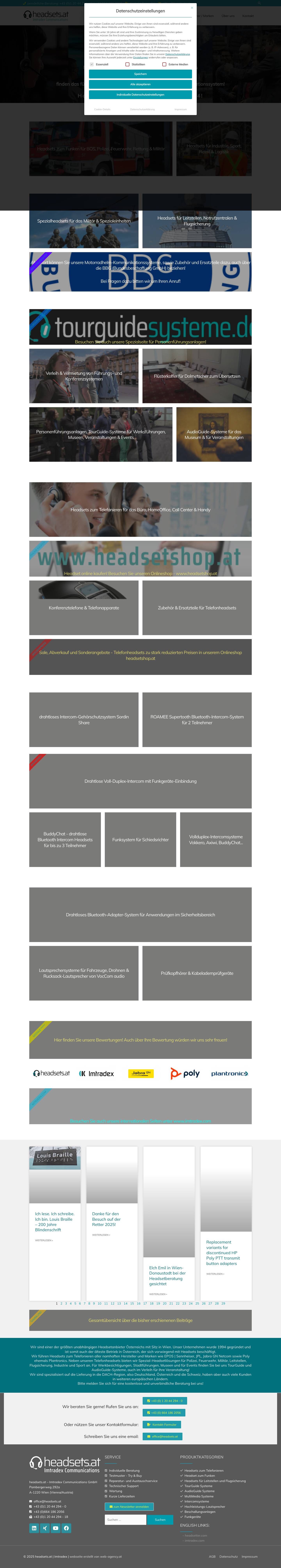 headsets.at - Imtradex Communications Headsets für Profis - Full Screenshot