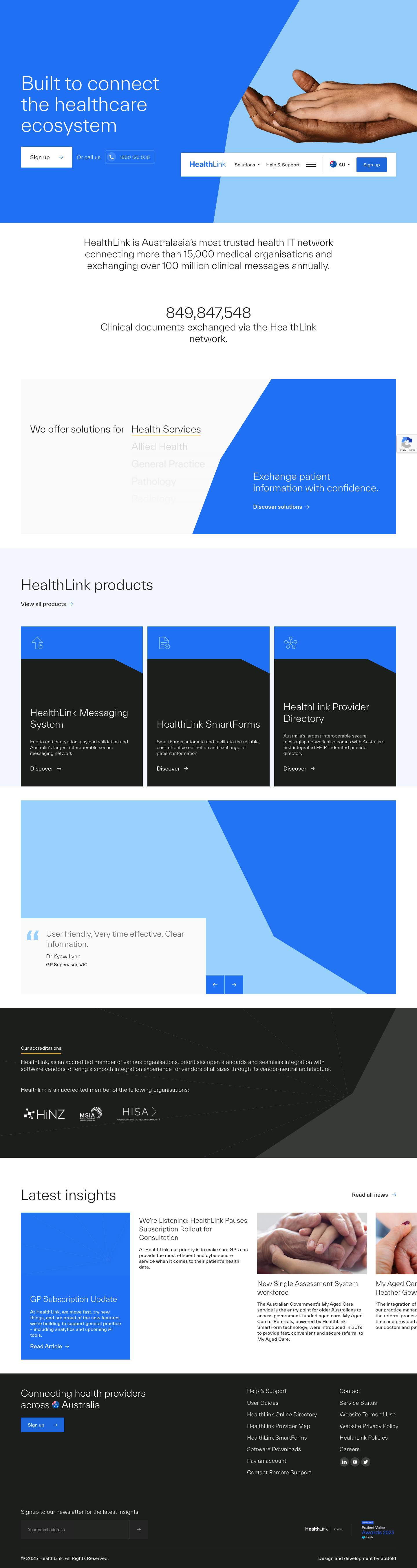 Home - HealthLink AU - Full Screenshot