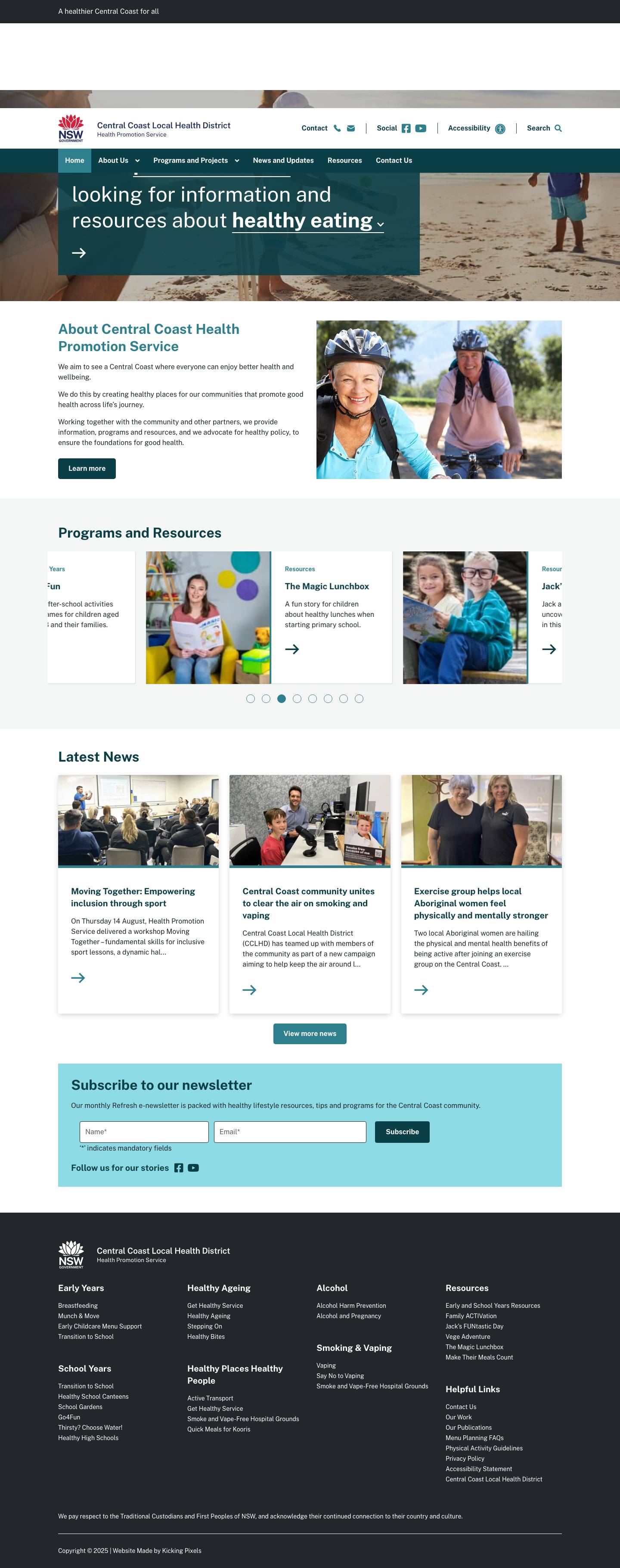 Central Coast Health Promotion Service - Full Screenshot