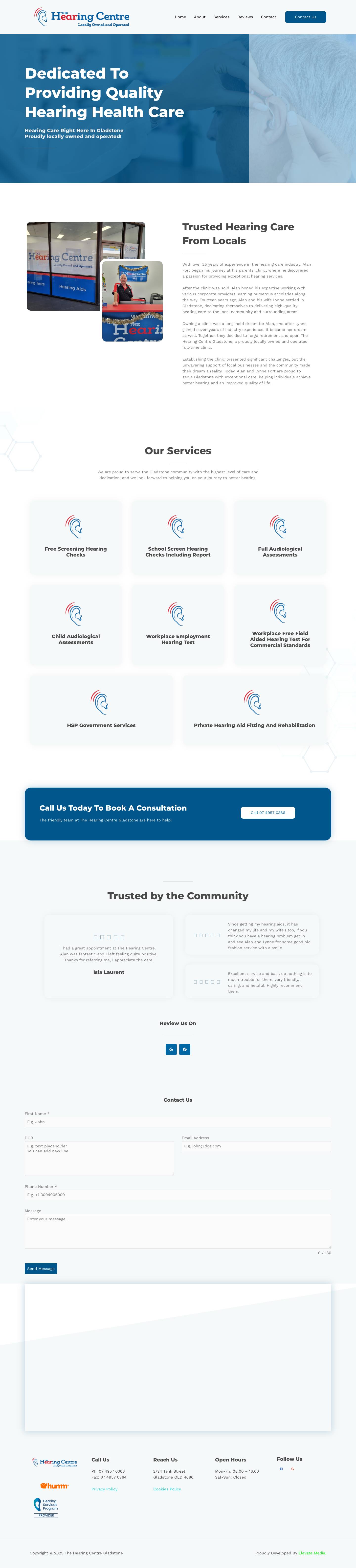 The Hearing Centre Gladstone – Audiologist Gladstone Google Reviews - Full Screenshot