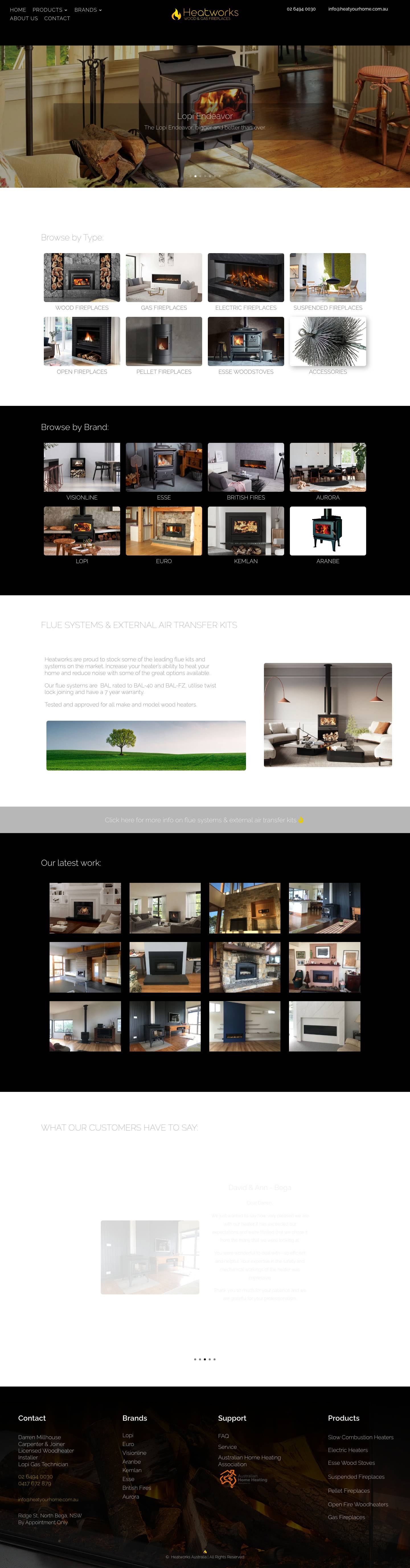 Heatworks | Wood & Gas Fireplaces - Full Screenshot