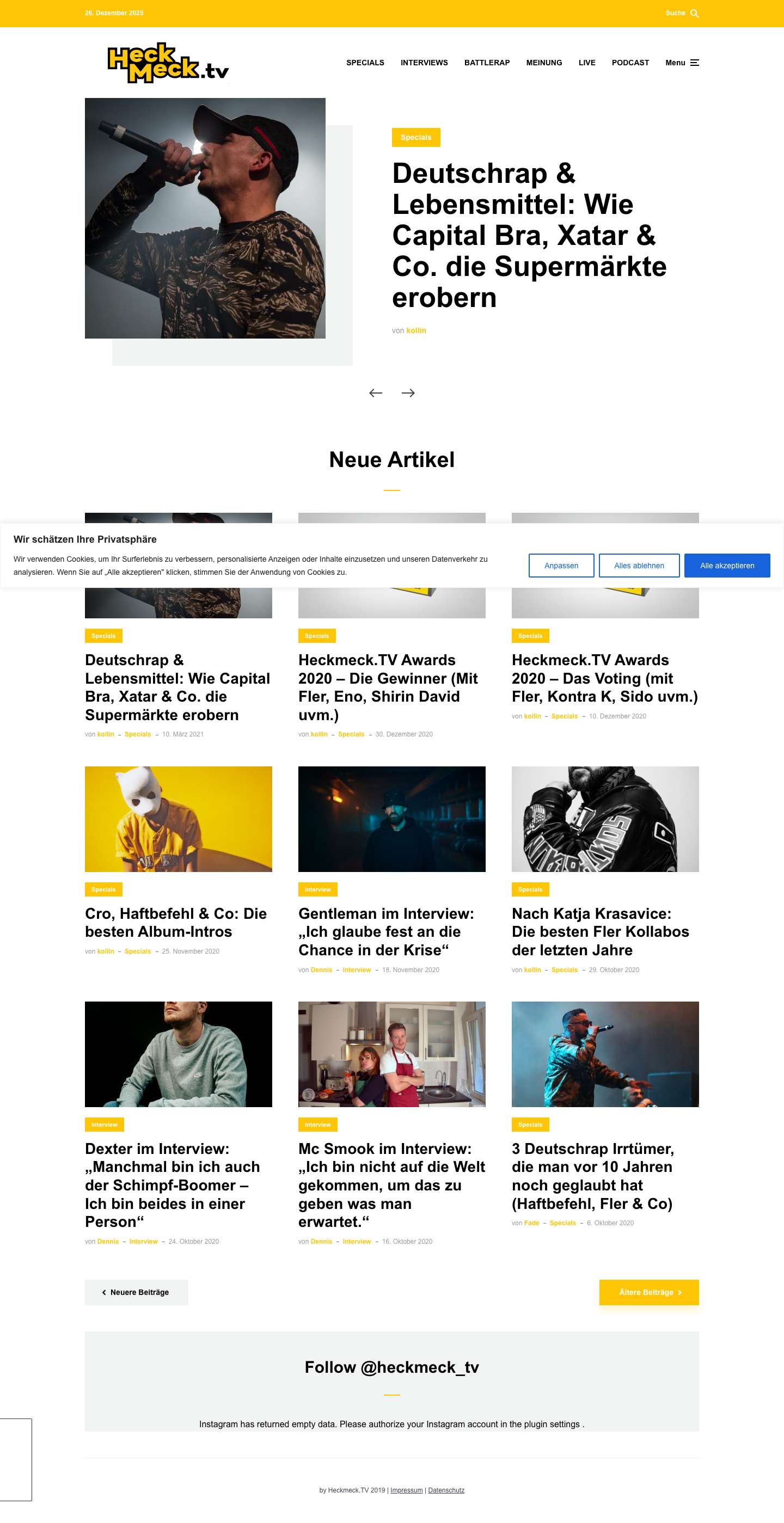 Home | Heckmeck.Tv - Full Screenshot