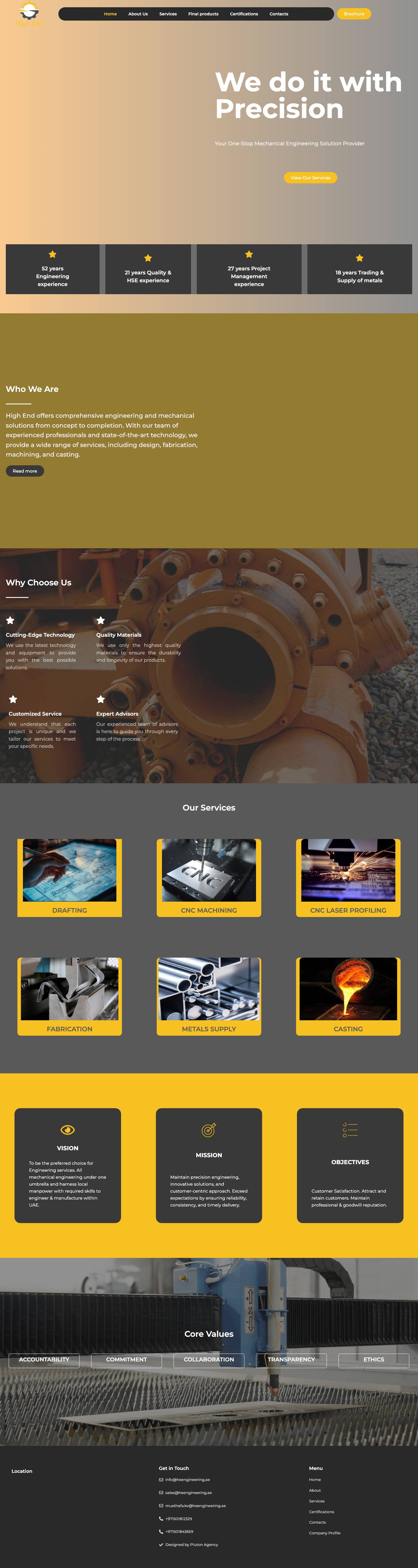 HIGH END – Engineering And Mechanical Services - Full Screenshot