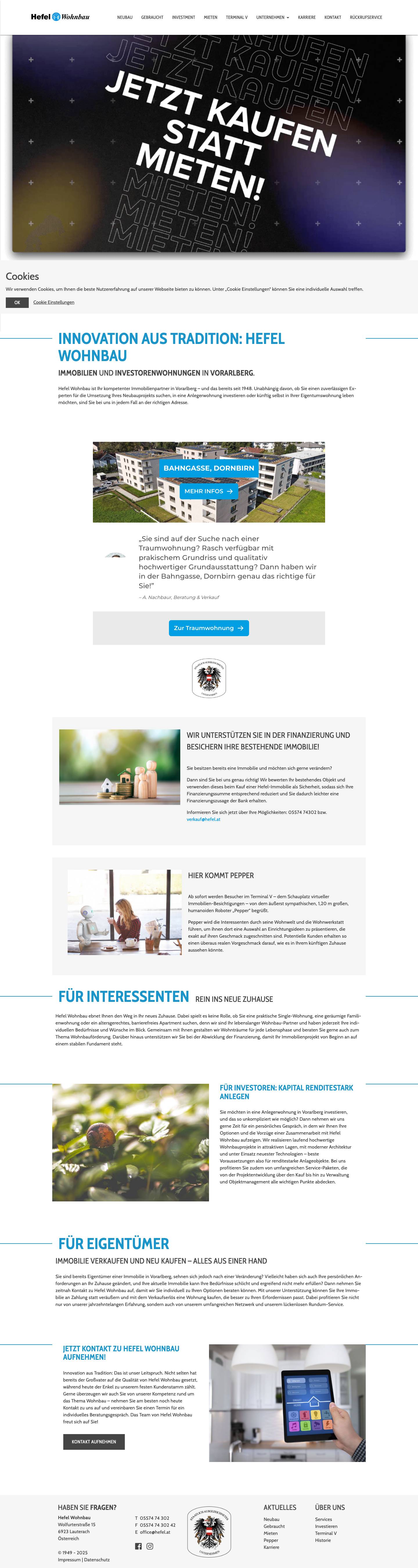 Hefel Wohnbau | Immobilien und Investorenwohnungen in VorarlbergHefel Wohnbau | Immobilien und Investorenwohnungen in Vorarlberg - Full Screenshot