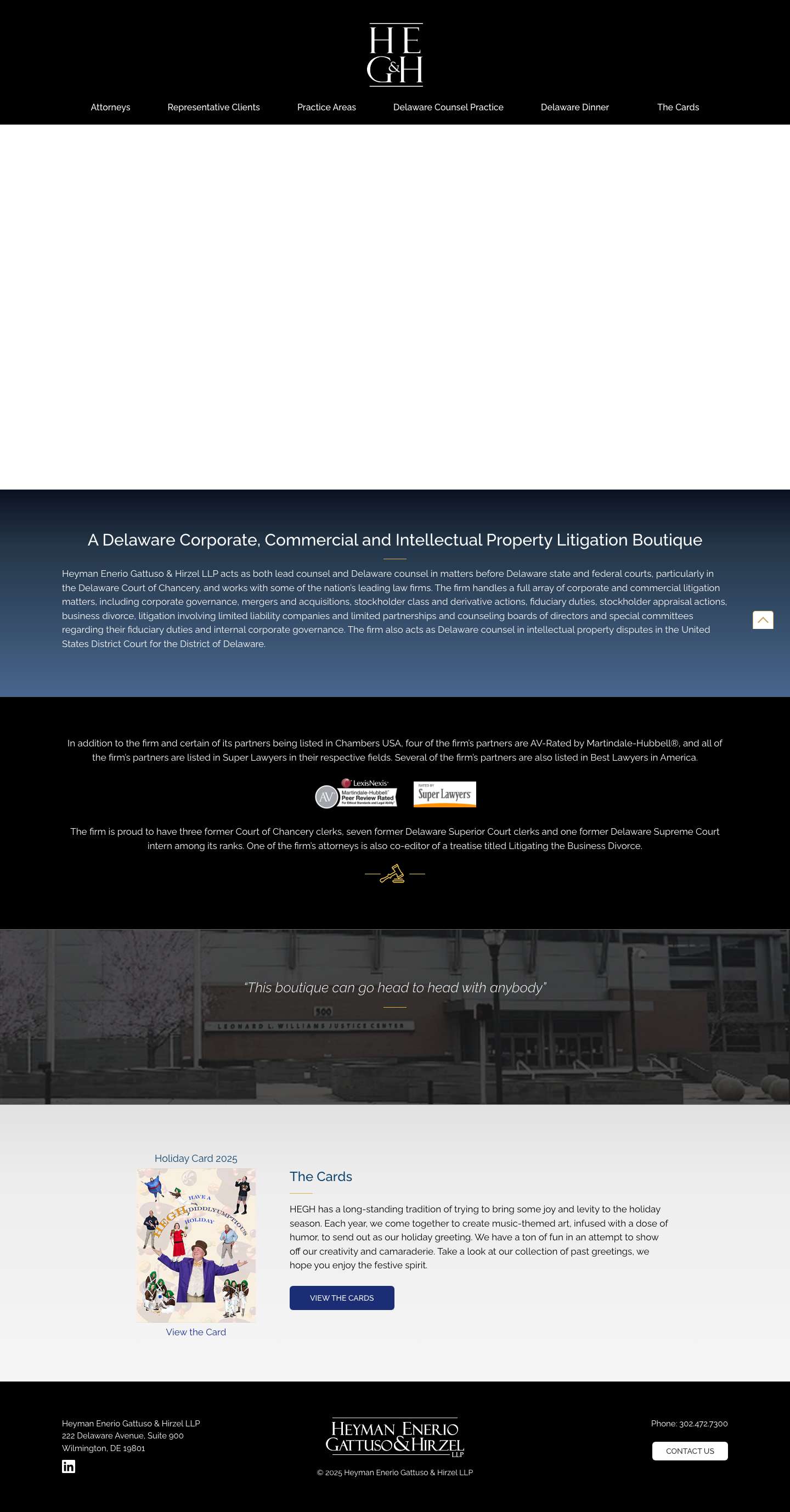 Delaware Corporate Litigation & Counseling Attorneys | | Heyman Enerio Gattuso & Hirzel LLP - Full Screenshot