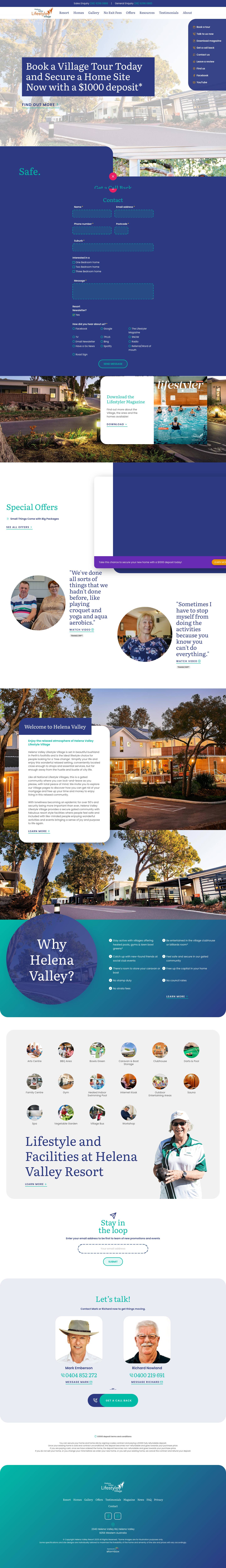 Lifestyle Resort For Over 50's | Helena Valley Lifestyle Village - Full Screenshot