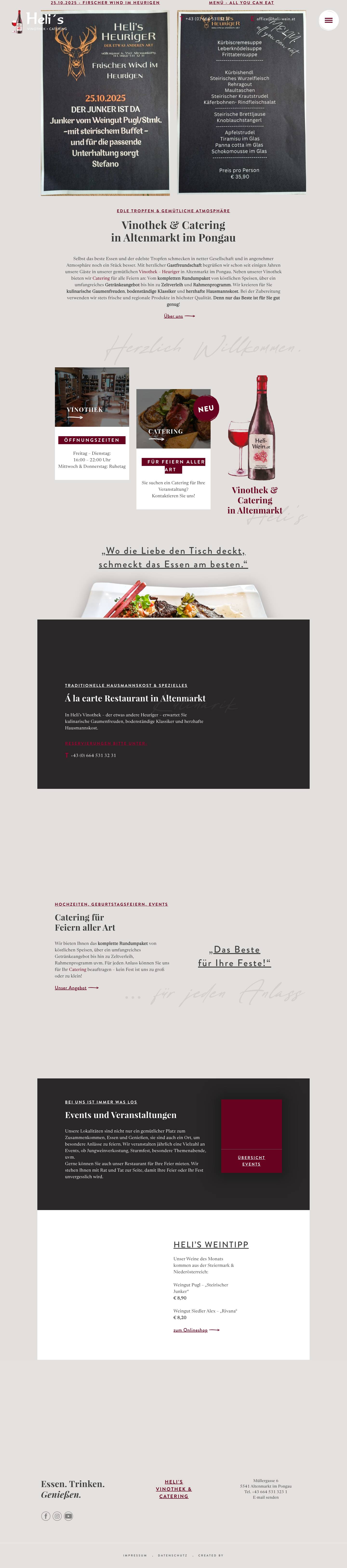 Heli's Vinothek & Restaurant in Altenmarkt im Pongau, Salzburger Land - Full Screenshot